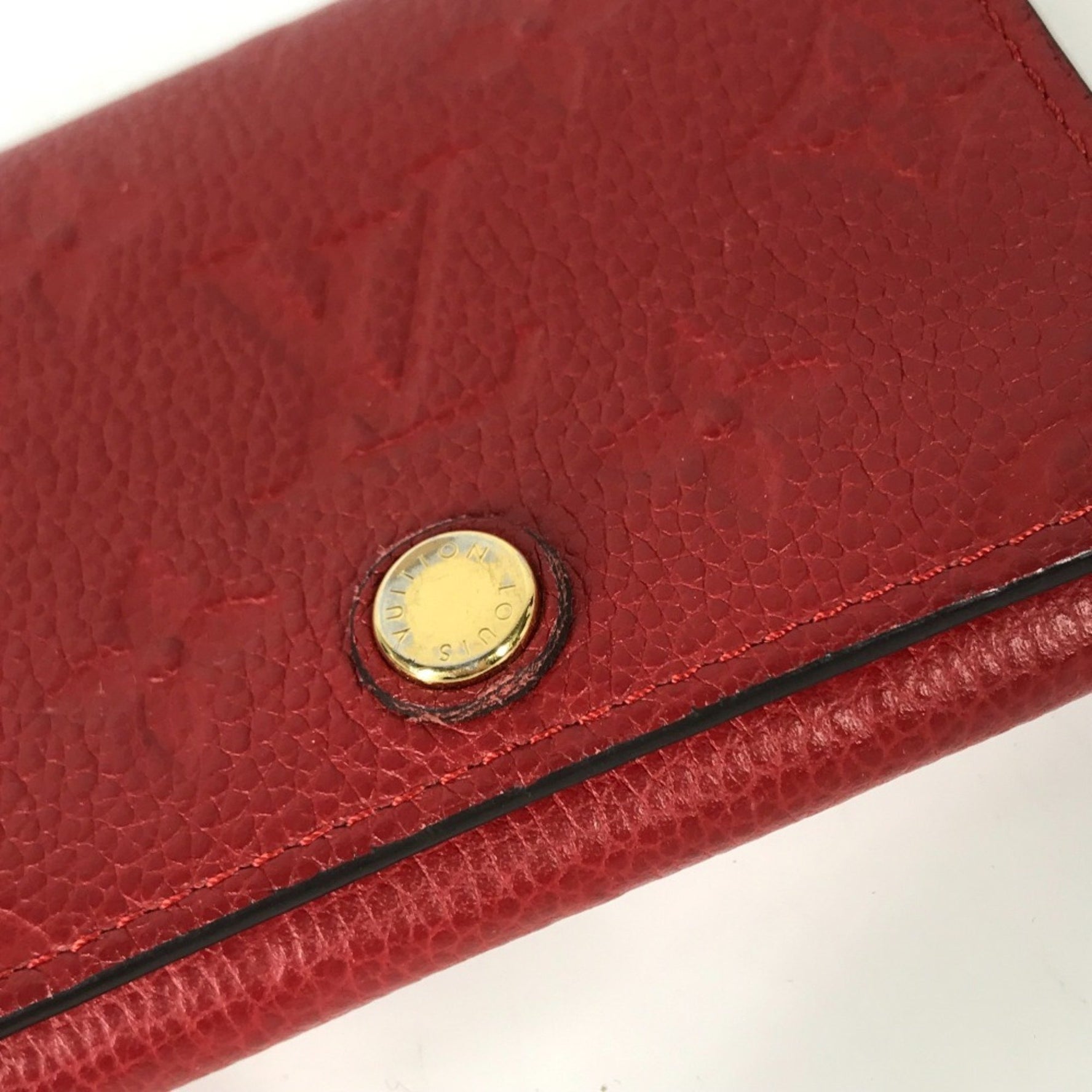 LOUIS VUITTON M58457 Monogram Empreinte Envelope Carte de Visite Bifold Business Card Case/Pass Case/Card Case in Leather, Women's, Cerise Red