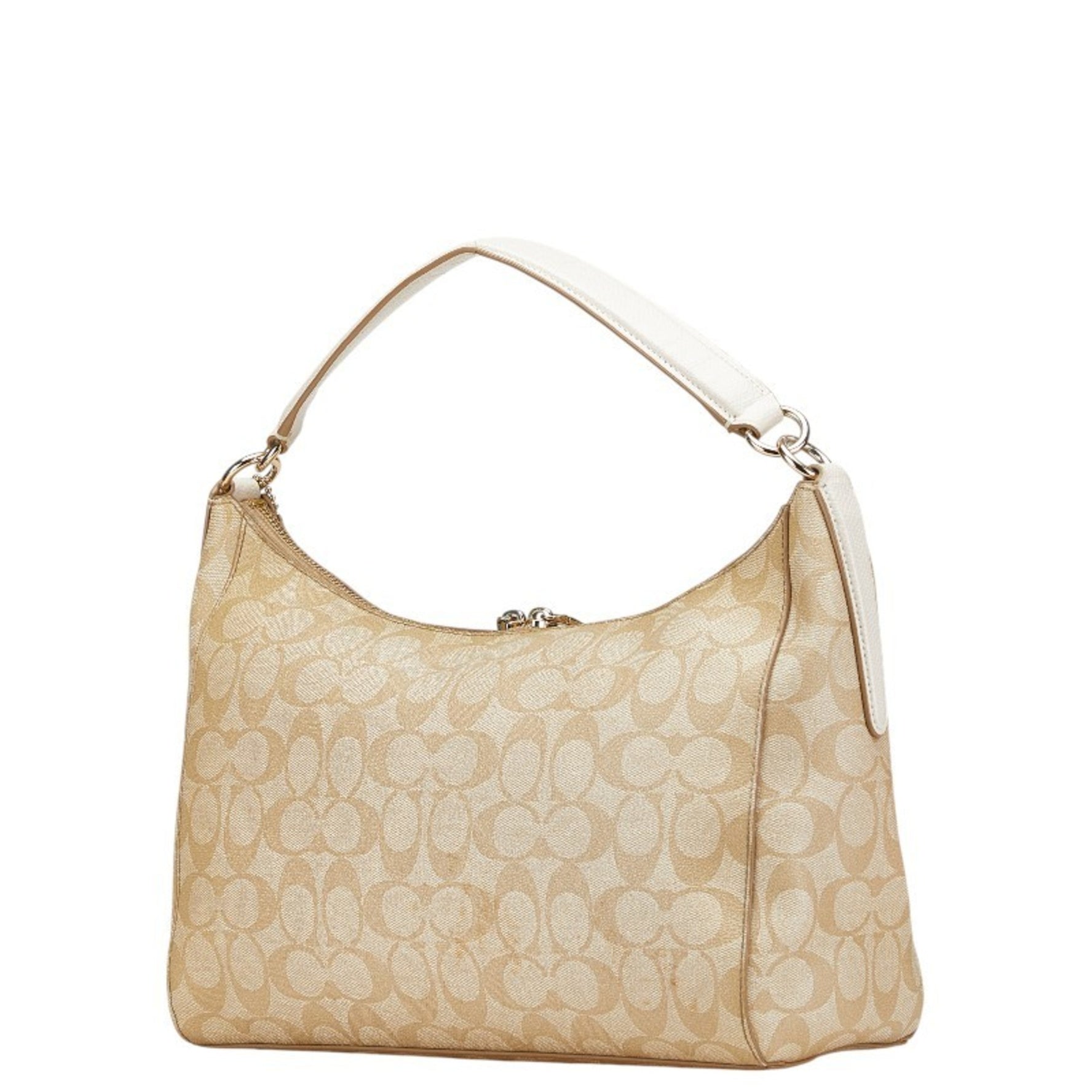 Coach Signature Shoulder Bag/Handbag, Beige/White Leather