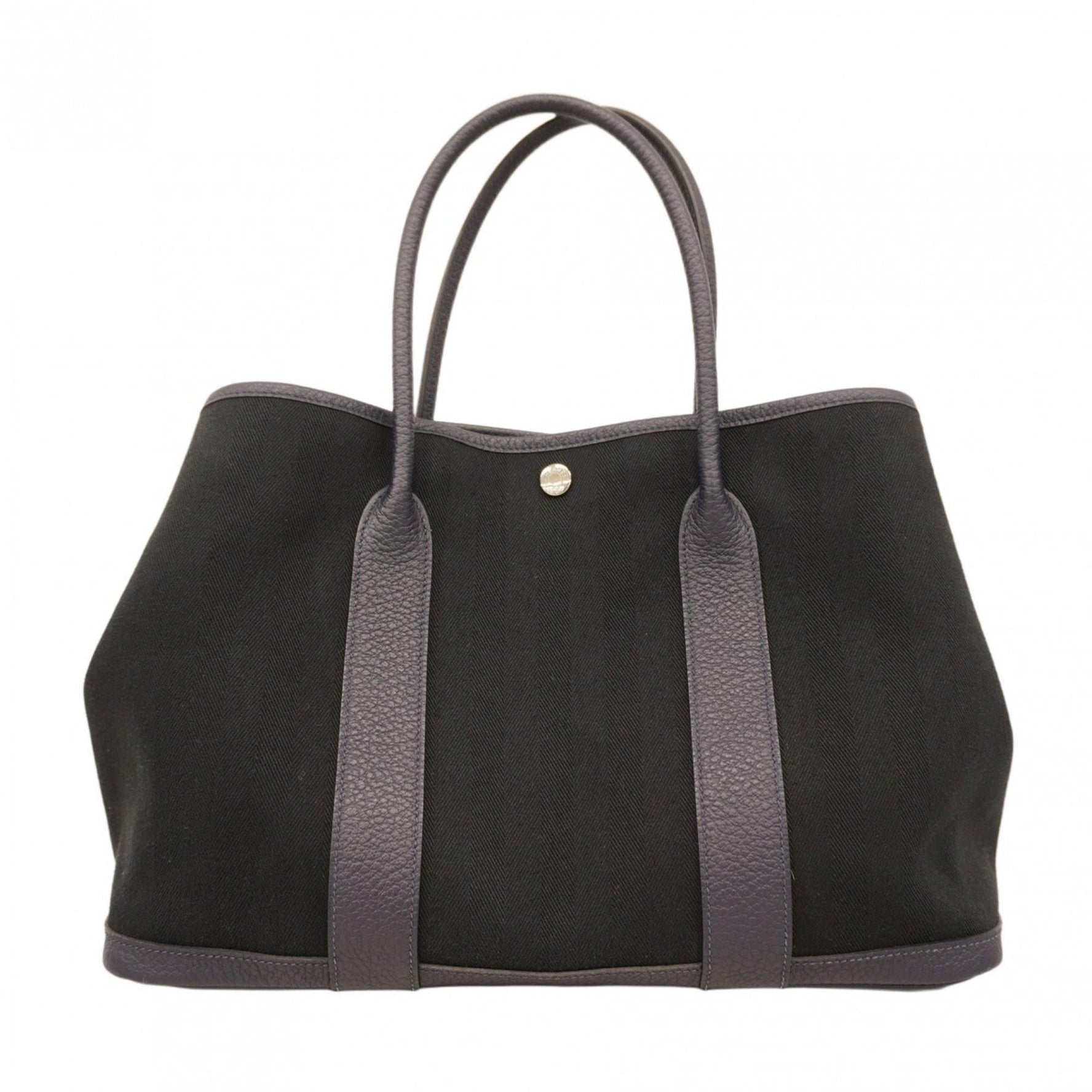 Hermes Hermès Garden PM Tote Bag, Toile Chevron Blue Nuit, X Stamp