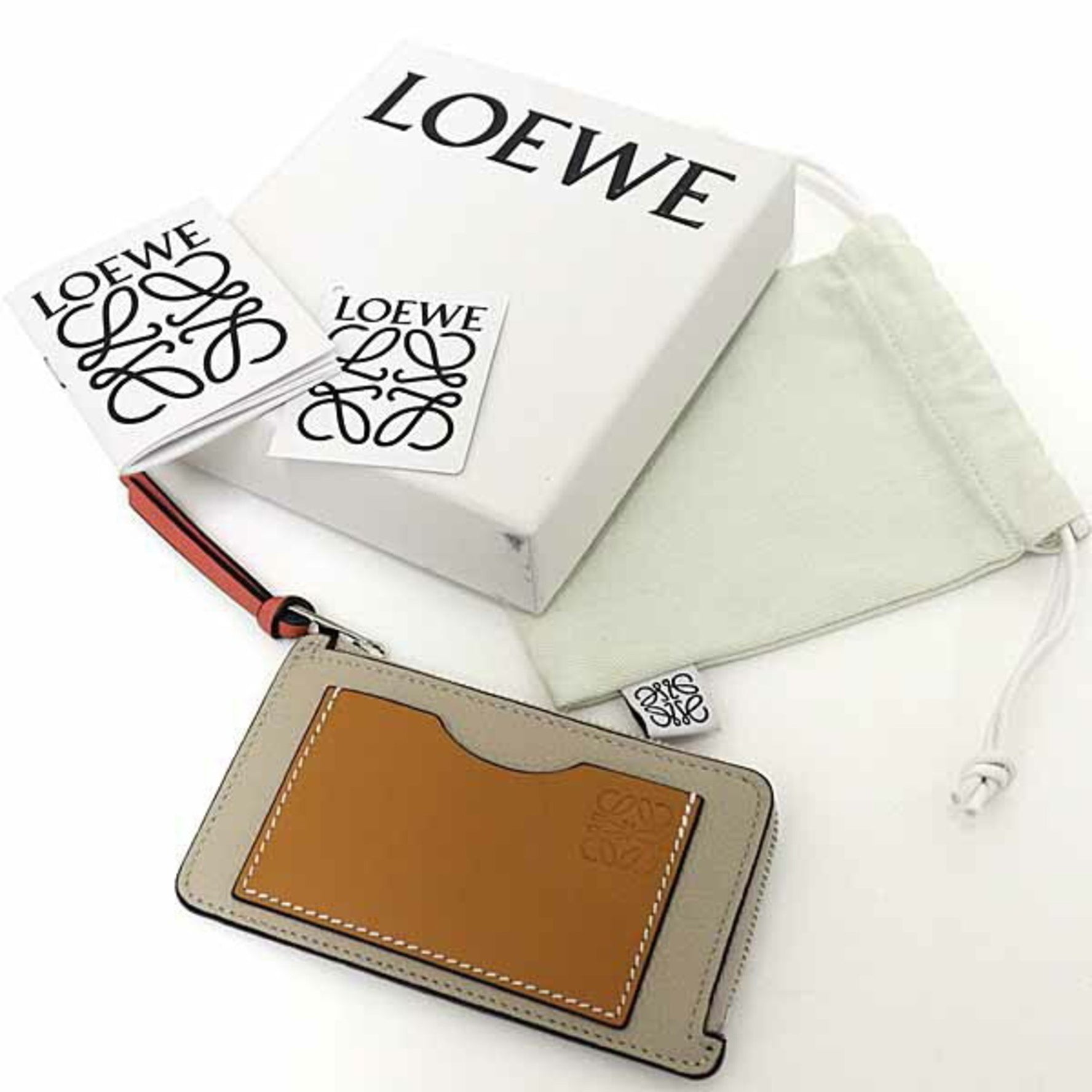 LOEWE Coin Card Holder Fragment Case Light Oat Honey Unused