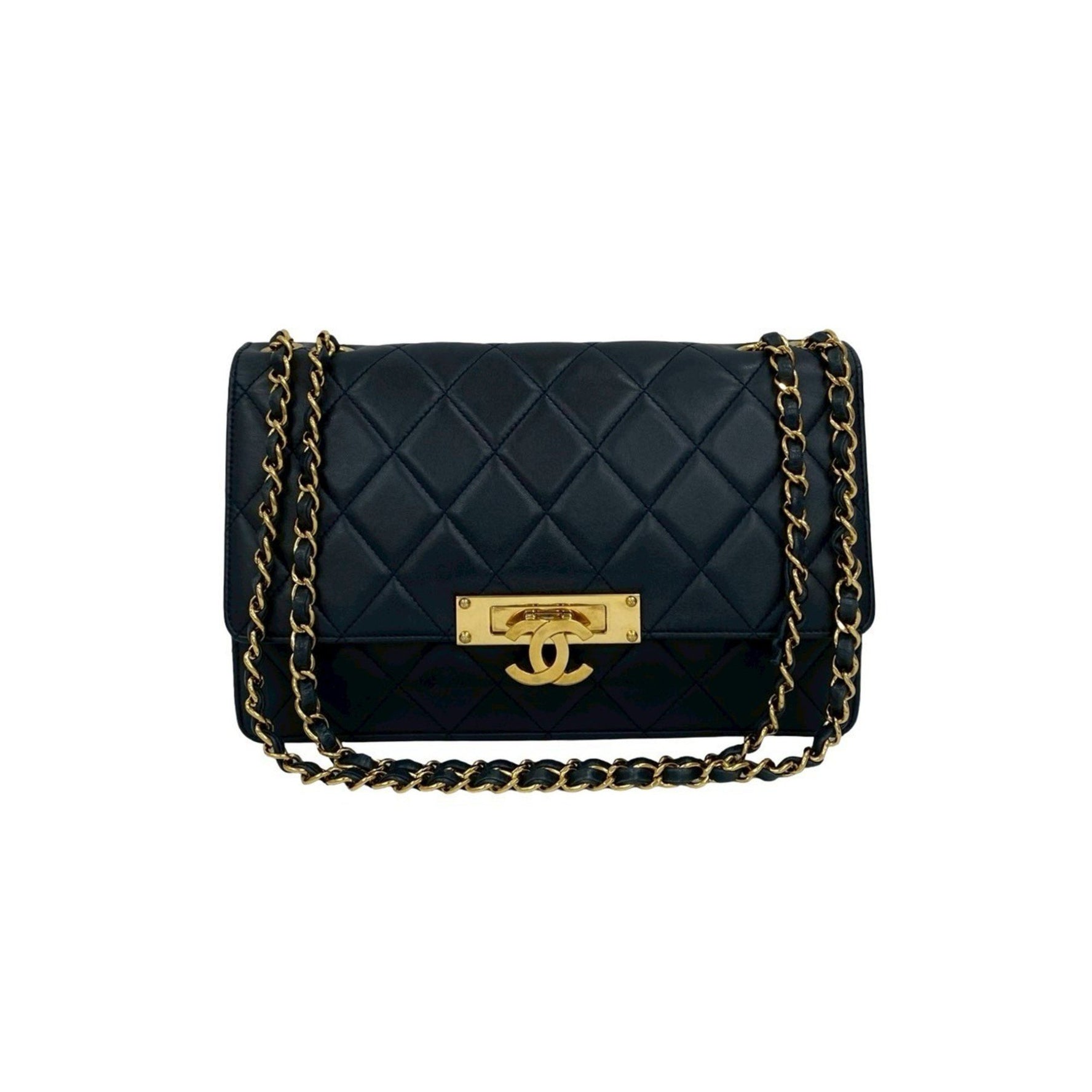 CHANEL Matelasse Coco Lambskin Chain Semi Shoulder Bag