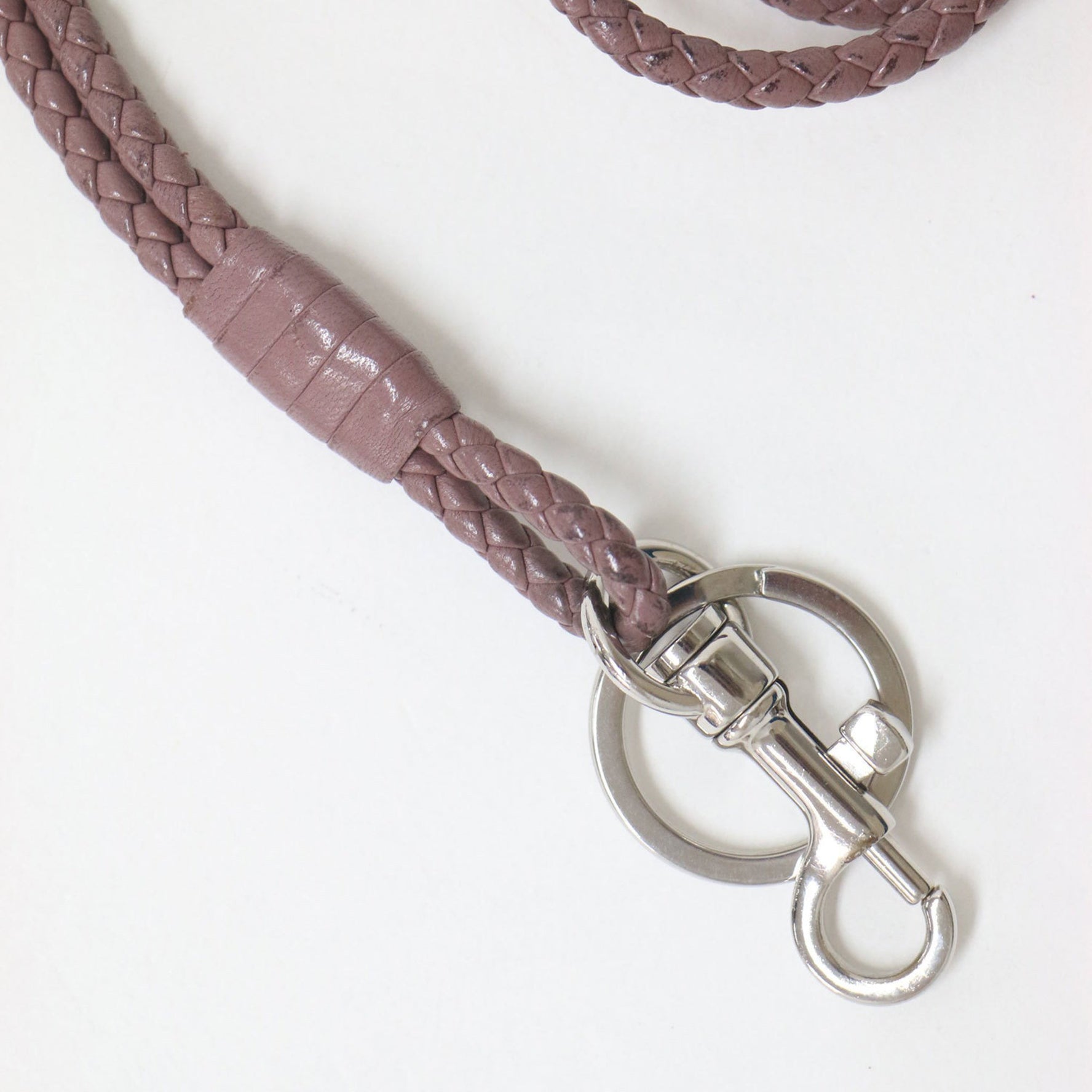 BOTTEGA VENETA Bottega Veneta Intrecciato Long Strap Neck Leather Key Ring Mauve