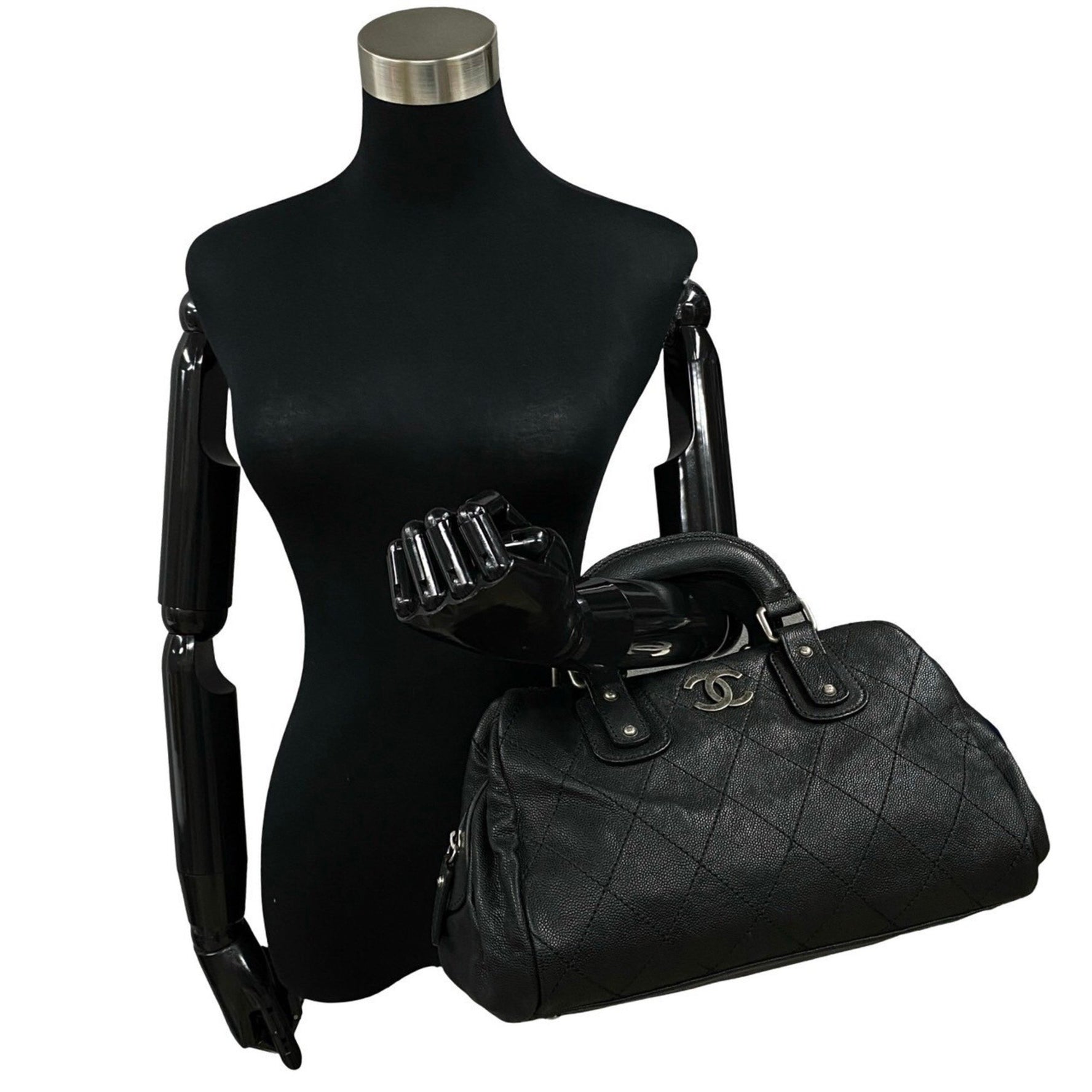 CHANEL Matelasse Wild Stitch Matte Caviar Leather Boston Bag