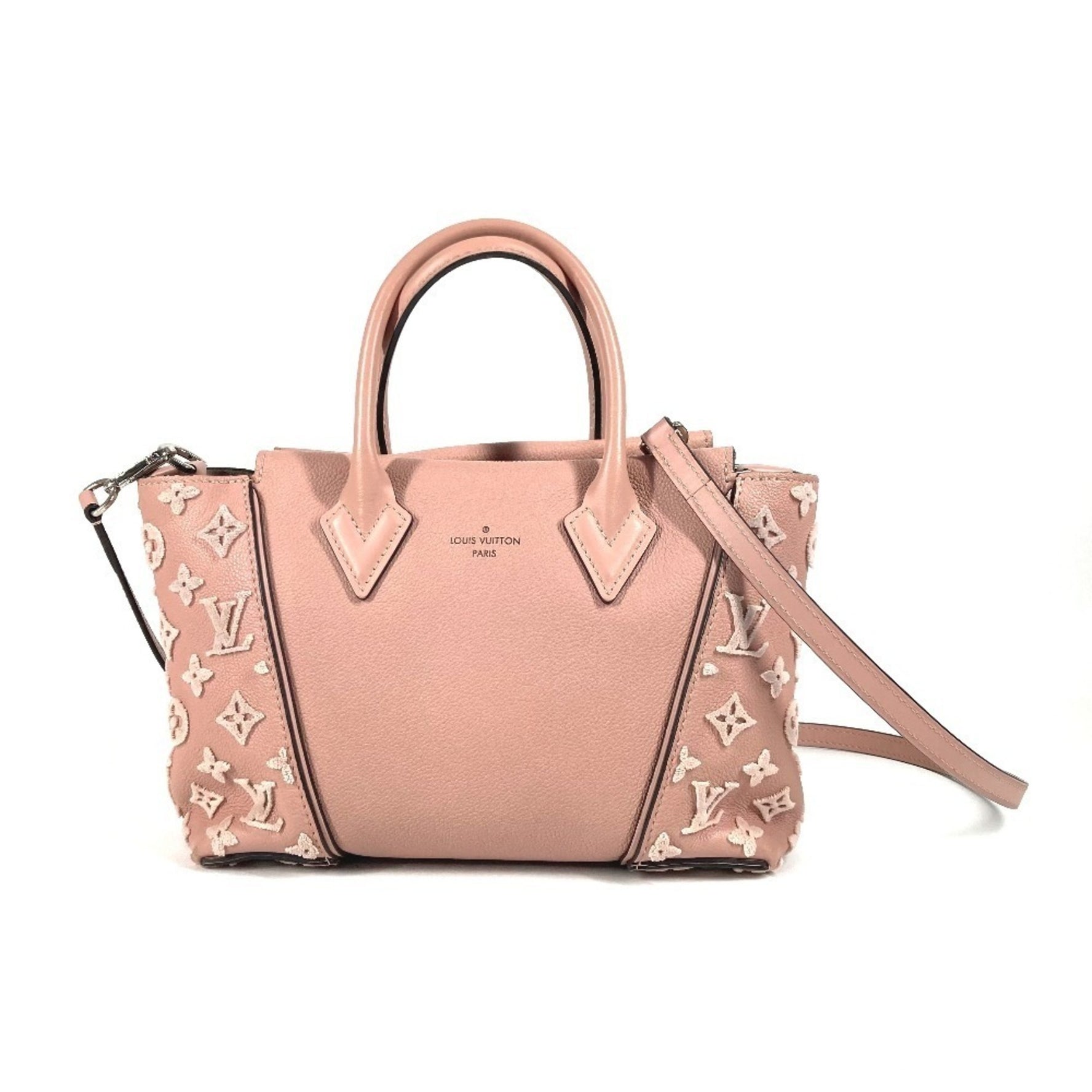 Louis Vuitton Monogram Velour Tote W BB Bag Shoulder Handbag Ladies Magnolia Pink