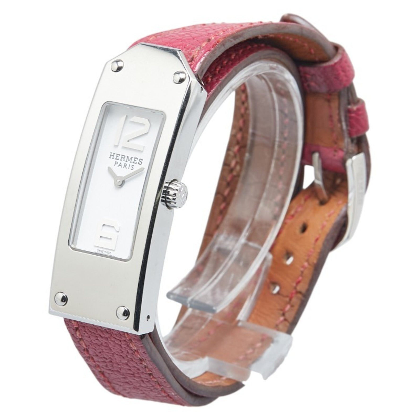 Hermès Kelly Double Tour Watch Quartz White Dial Stainless Steel Leather HERMES