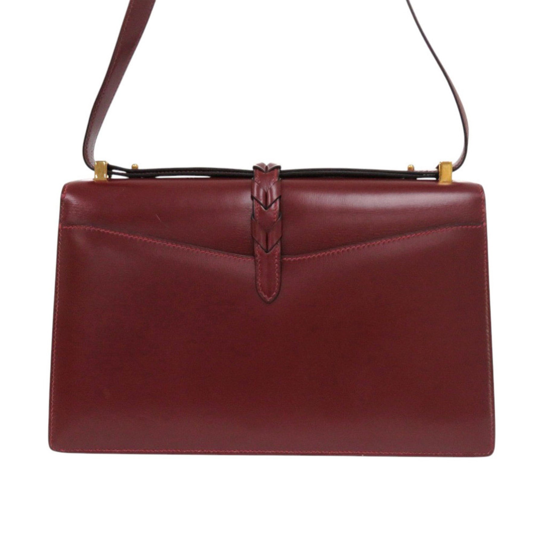 Hermès Vintage Braided Strap Box Calf Rouge H Shoulder Bag with 〇M Stamp, Red, 0384 HERMES