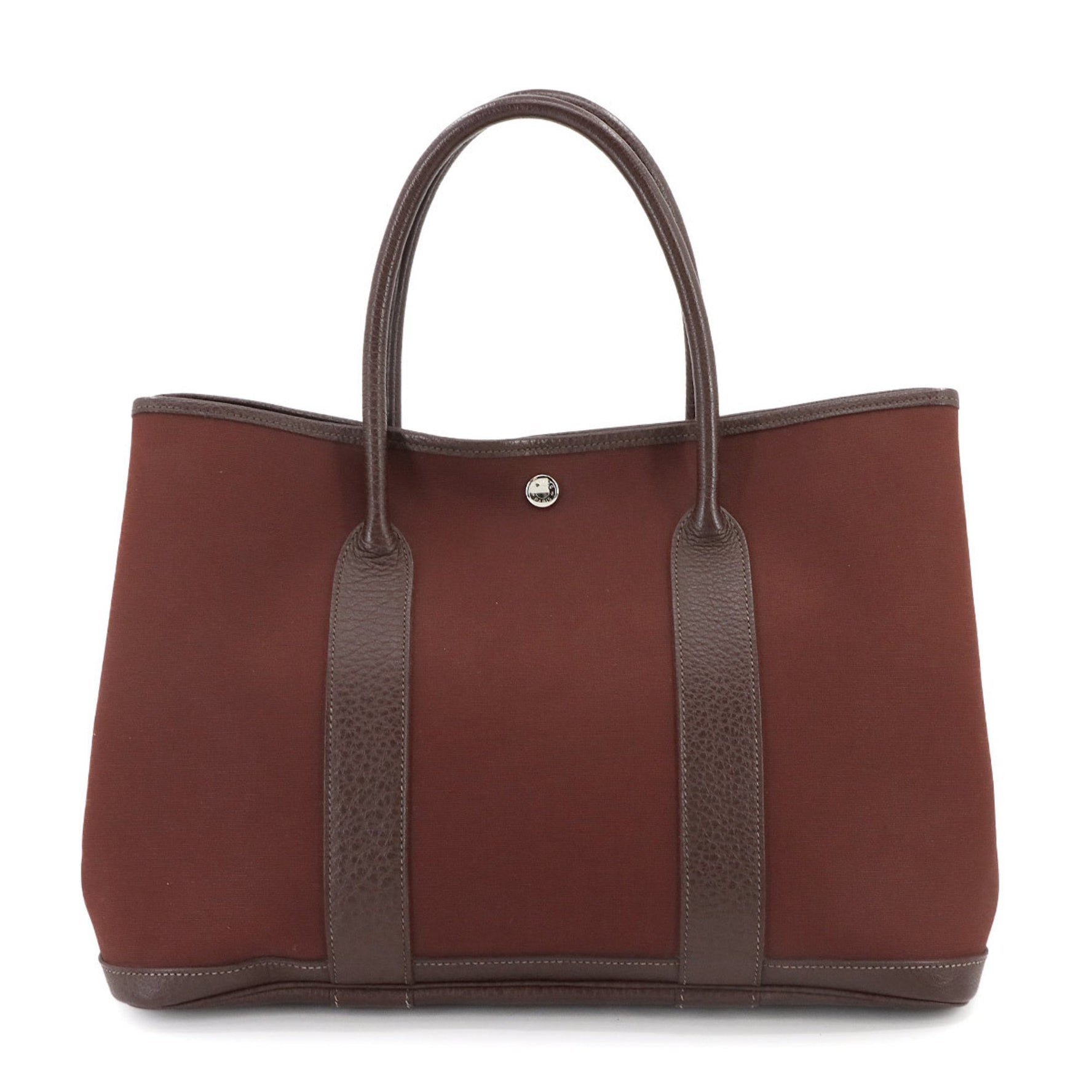 Hermes Hermès Garden PM Tote Bag in Toile Officier Leather, Havana Navy, with "I" Stamp