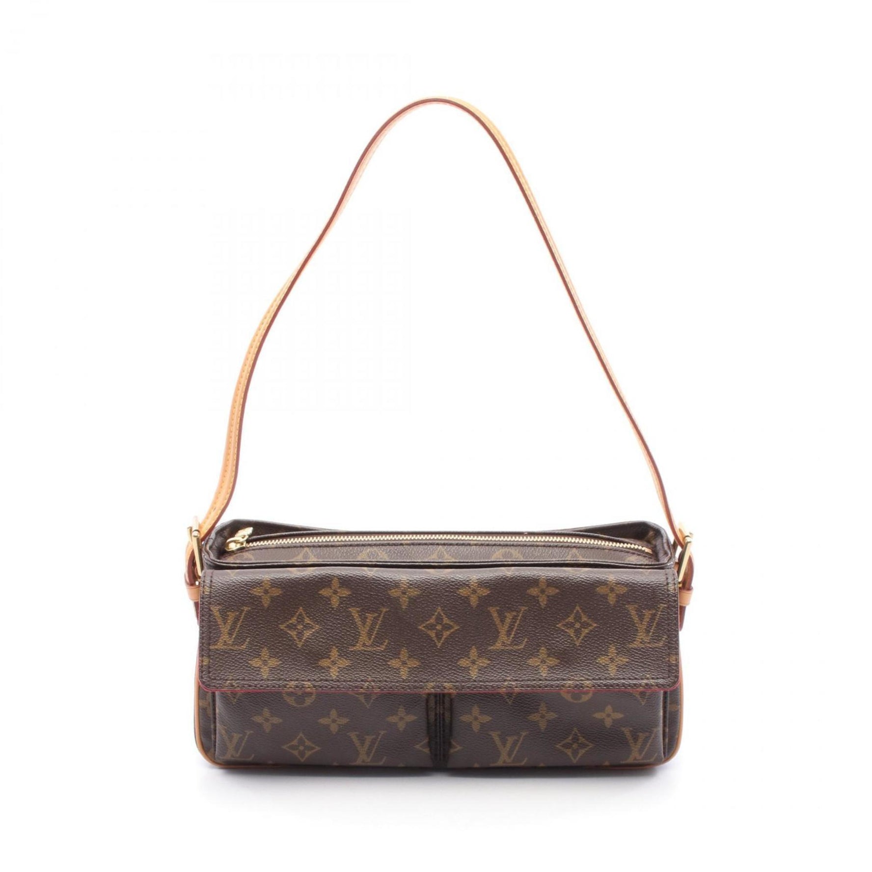 Louis Vuitton Vivacite MM Shoulder Bag Coated Canvas Leather Monogram Brown