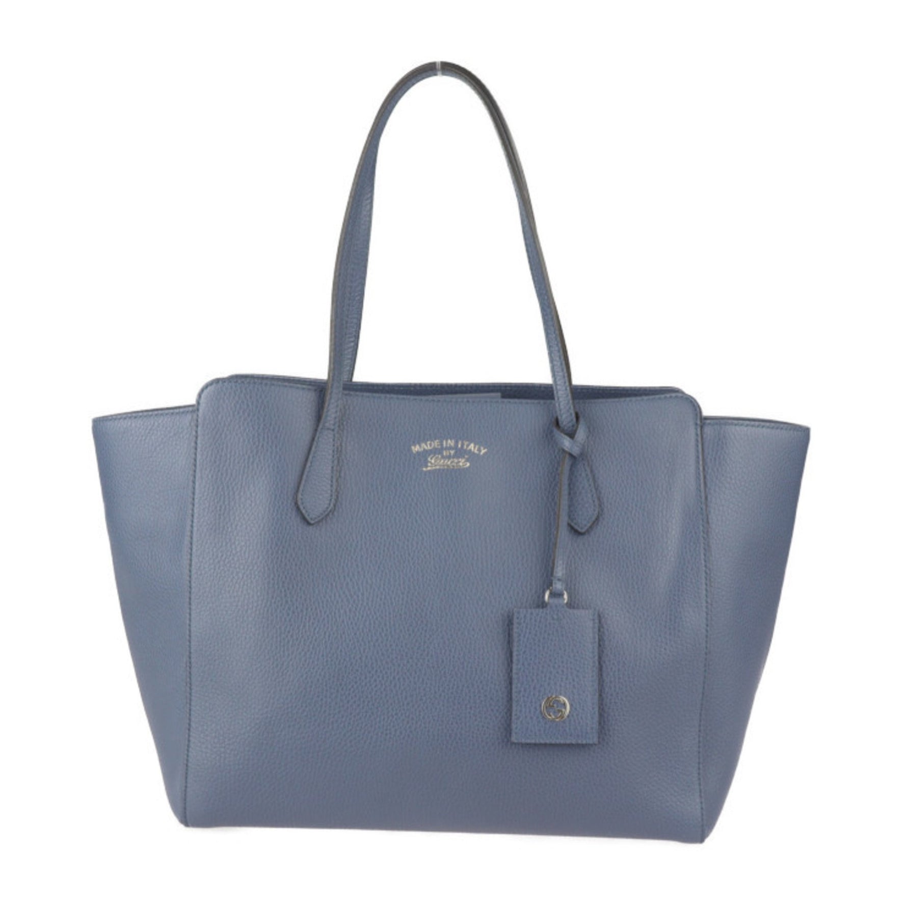 GUCCI Swing Tote Bag Leather Navy Shoulder Large