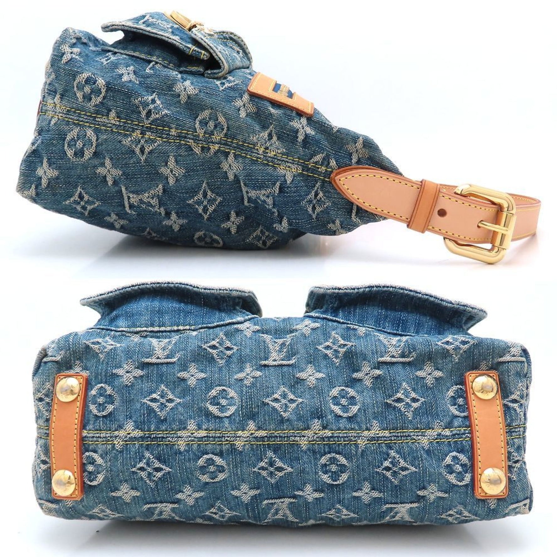 LOUIS VUITTON Monogram Denim Baggy PM Shoulder Bag, Blue