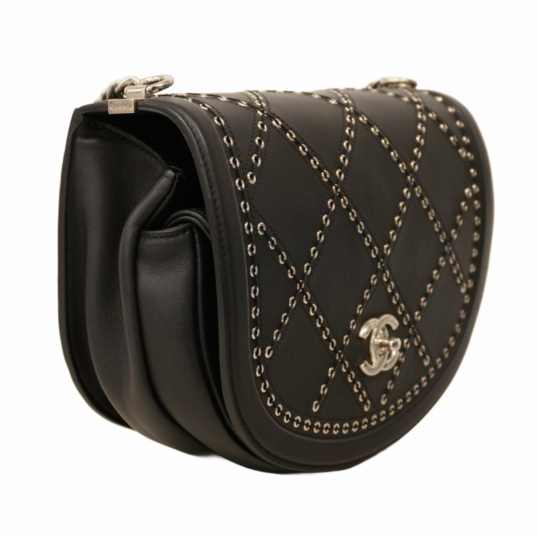 Chanel Shoulder Bag Chain Coco Eyelet Leather