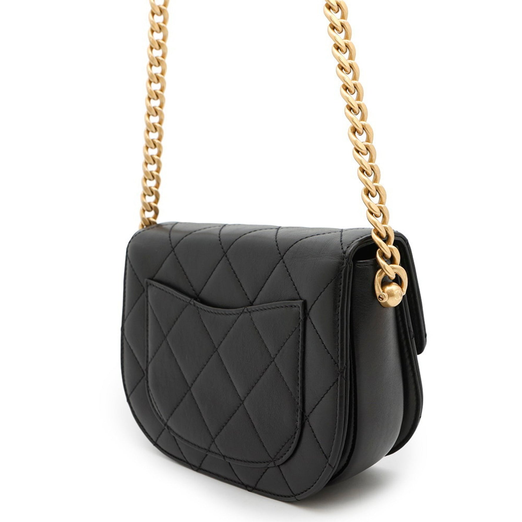 Chanel Chain Shoulder Bag with Coco Mark and Matelasse Lambskin, AS2484, Black
