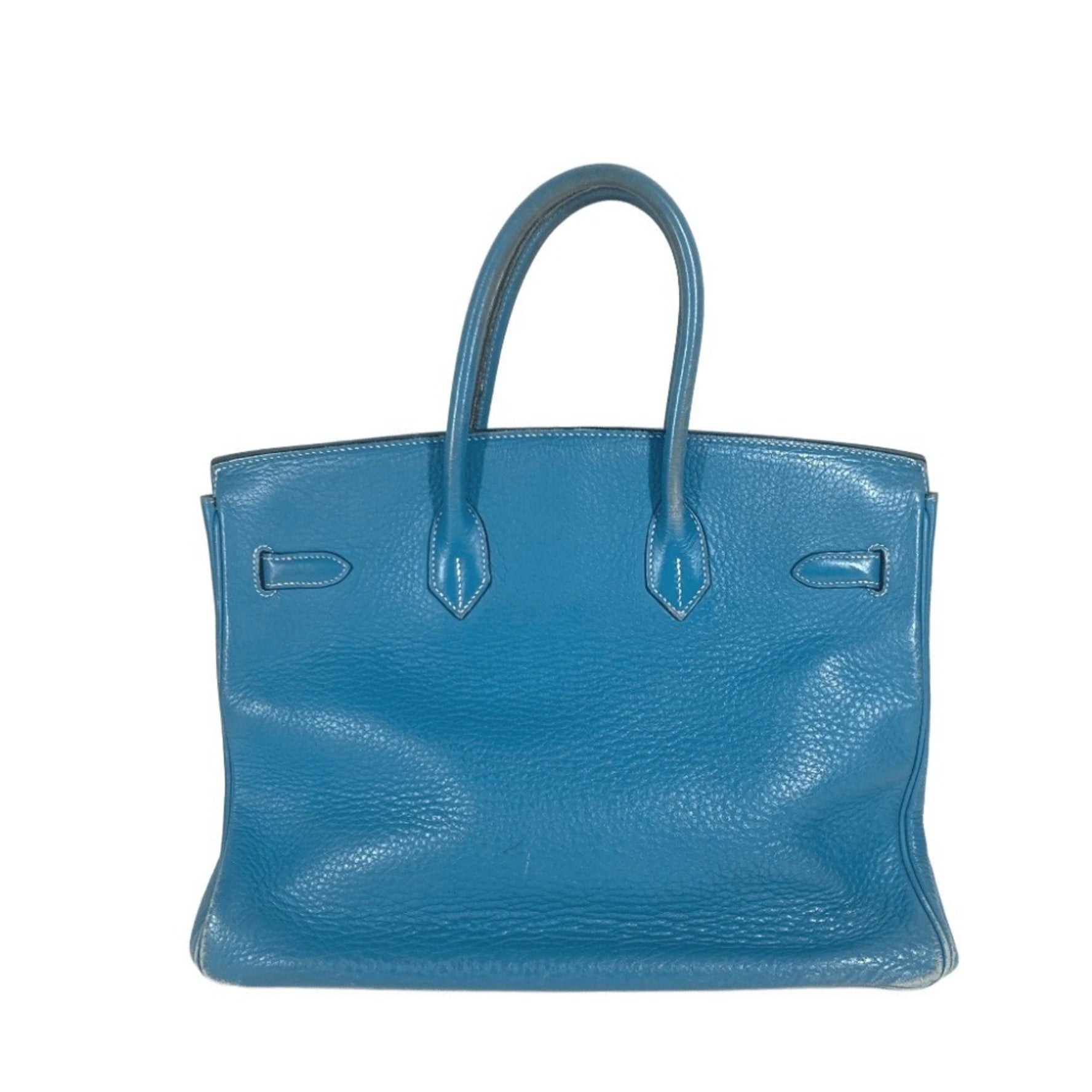 HERMES Birkin 35 Tote Bag Handbag in Taurillon Clemence Leather, Unisex, Blue Jean