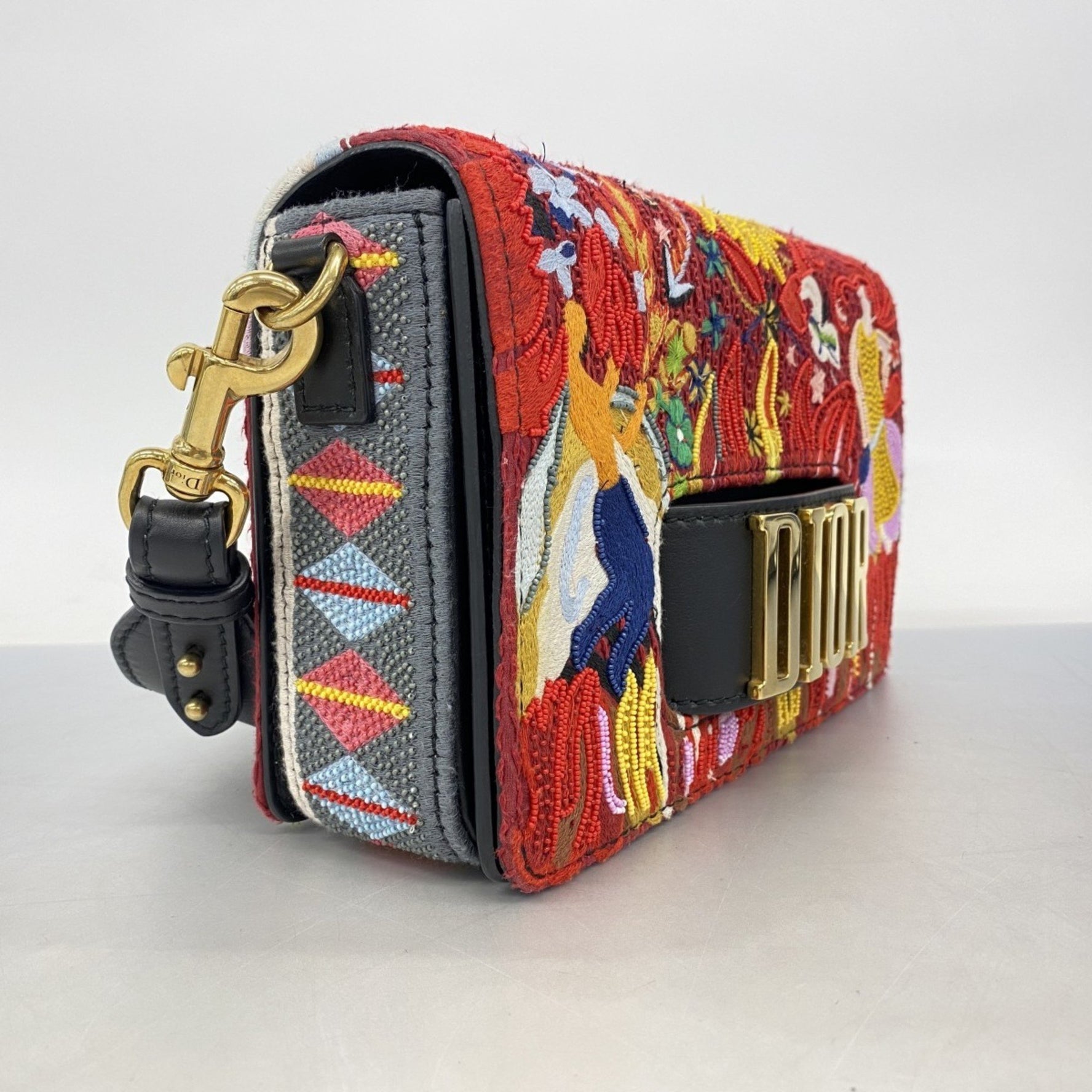Christian Dior Evolution Shoulder Bag Canvas Leather Black Multicolor