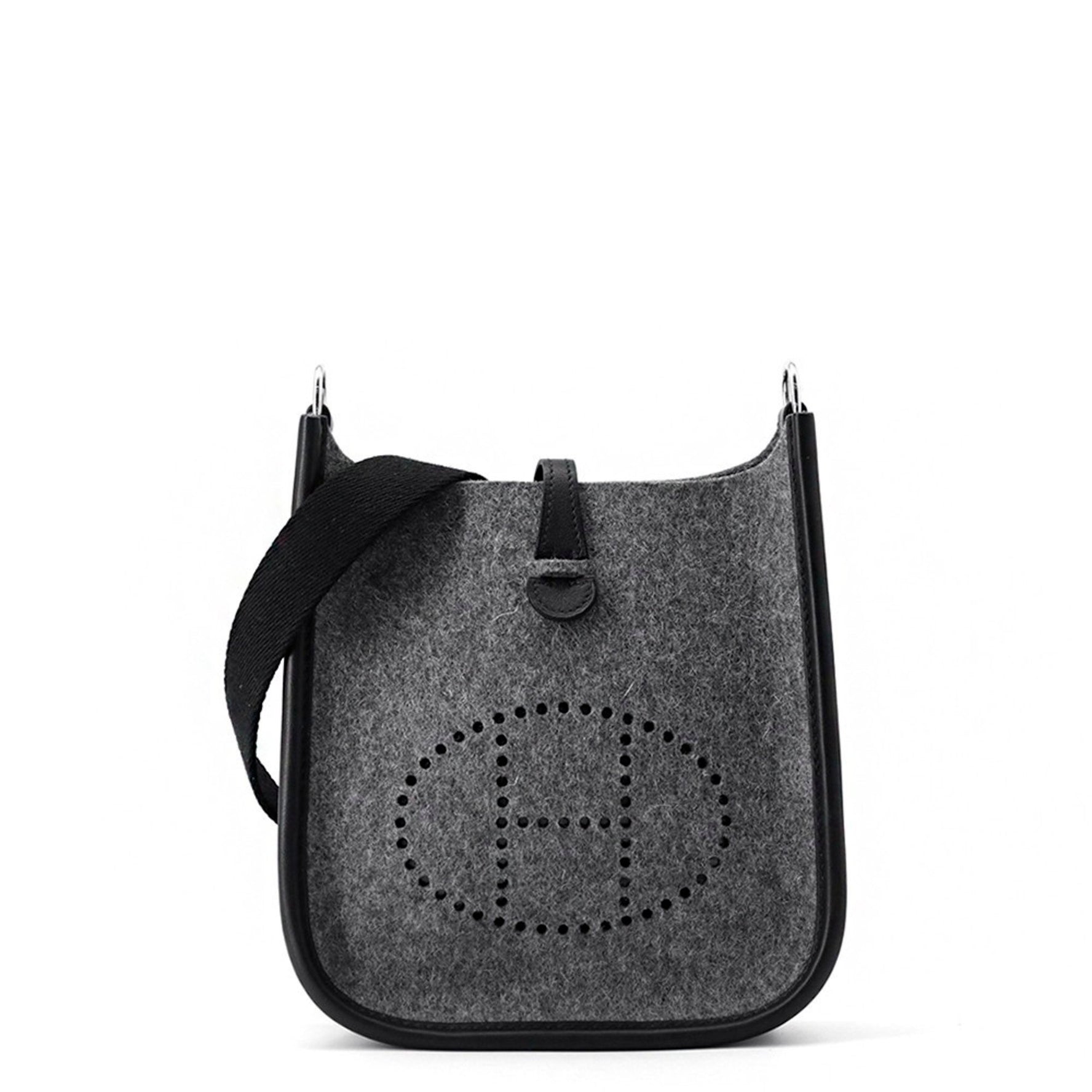 Hermes Hermès Evelyn TPM Shoulder Bag, 111cm, Black Grimoire Felt, Swift, Y Stamp