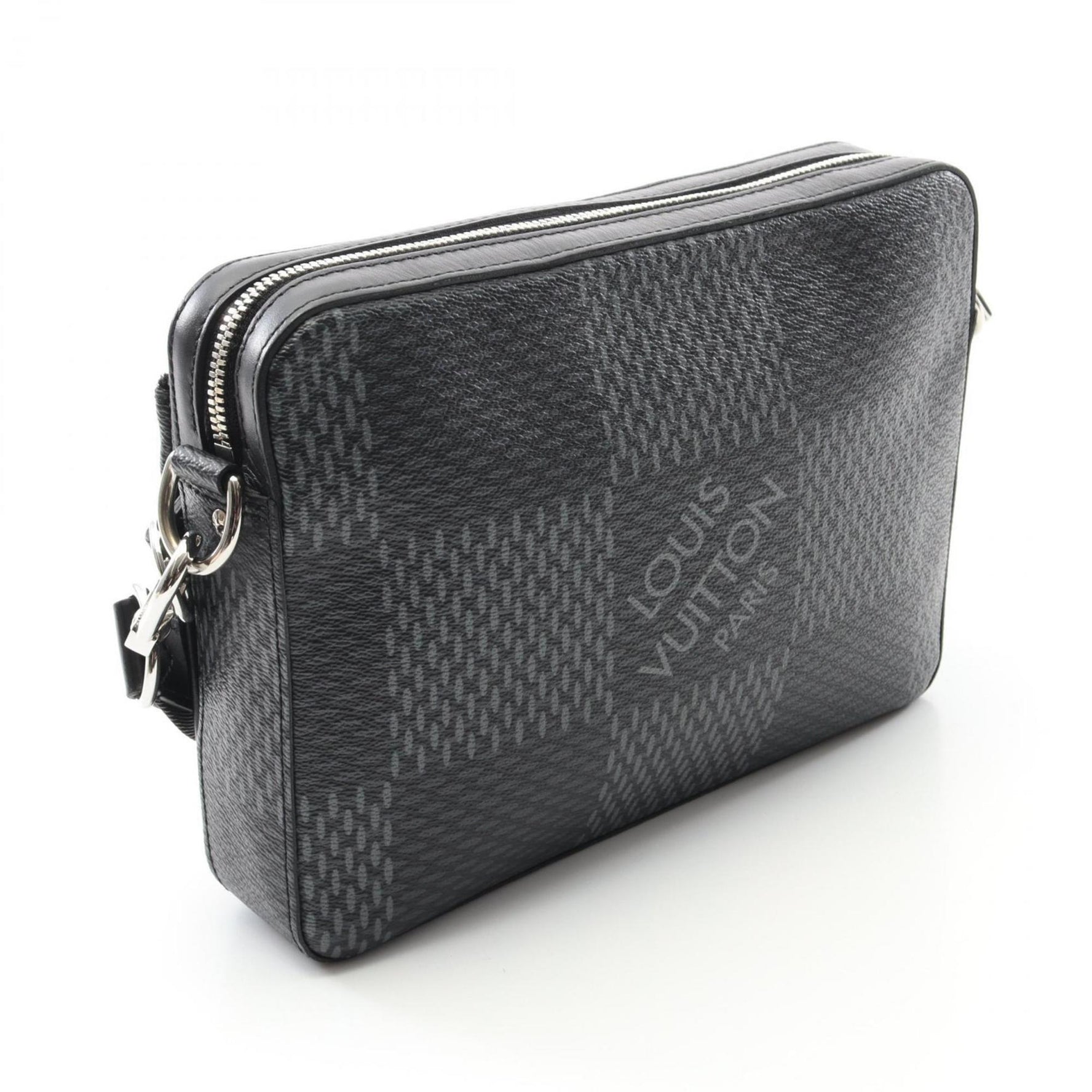 Louis Vuitton Trio Messenger Shoulder Bag, Coated Canvas and Leather with Damier Graphite Finish, Black