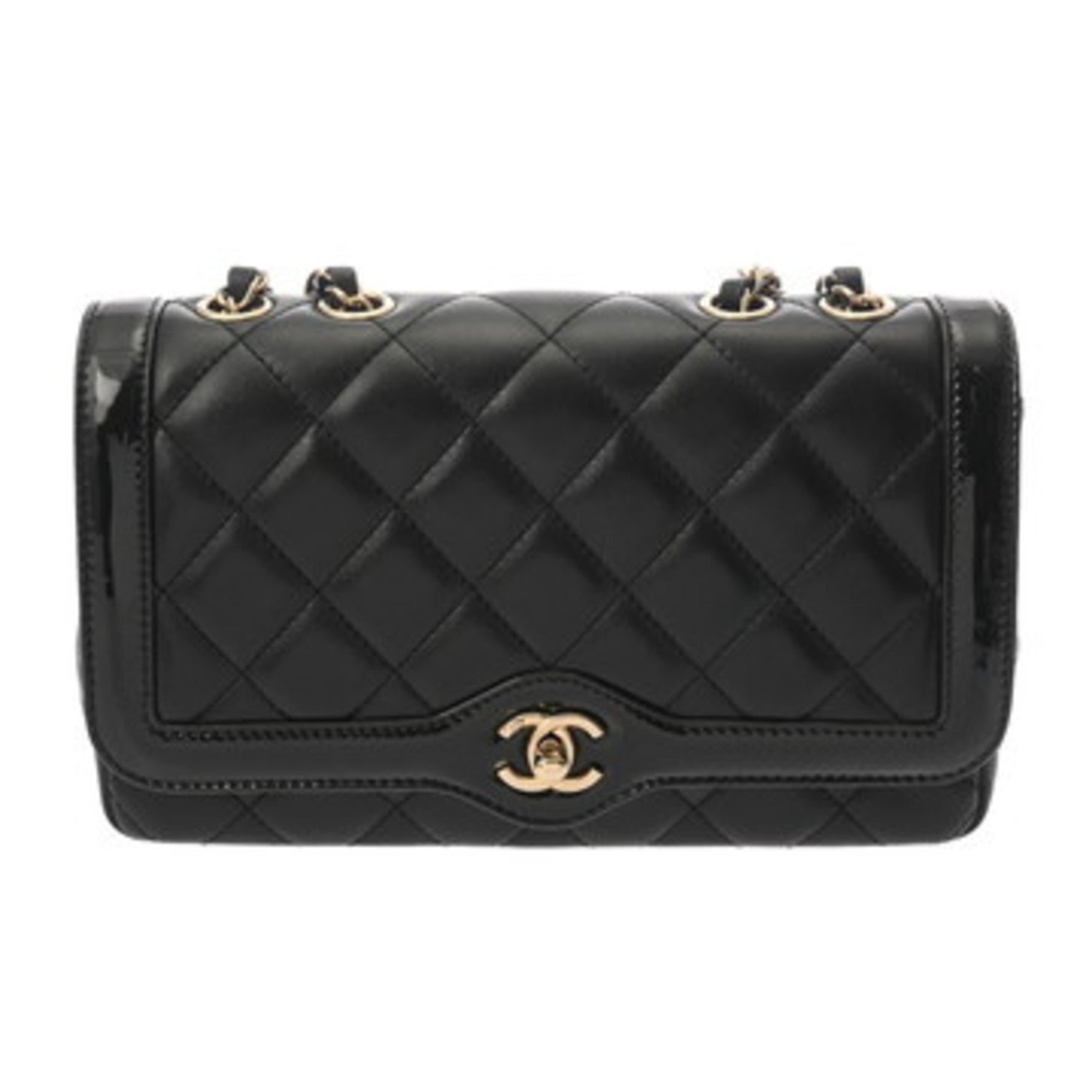 CHANEL Matelasse Chain Shoulder Bag, Lambskin Enamel Bag