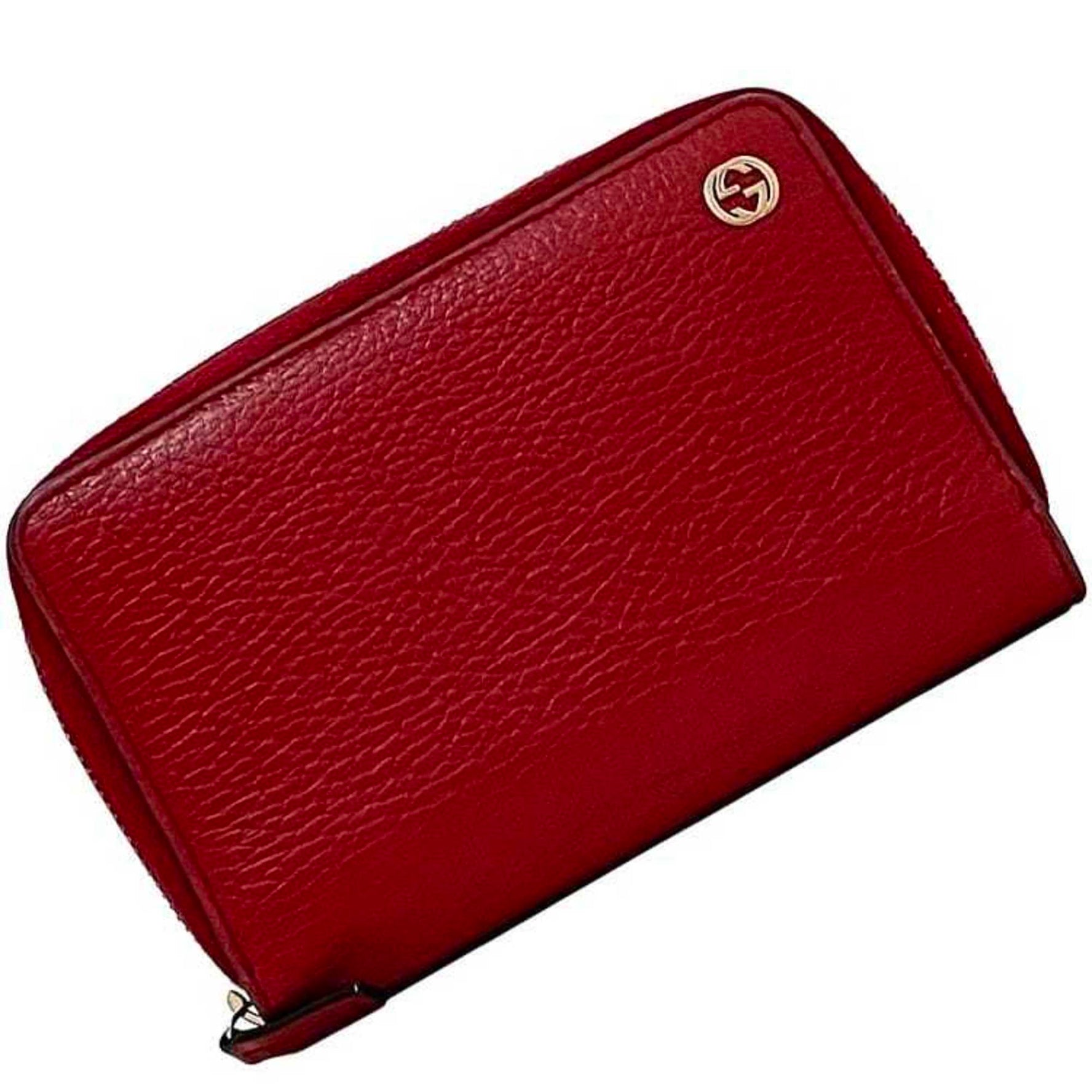 Gucci Round Wallet Red Interlocking Leather GG Men's Compact