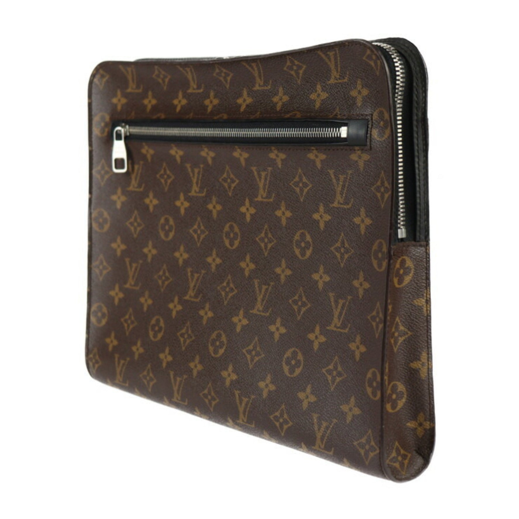 Louis Vuitton Portfolio Monogram Macassar Second Bag Leather Brown Black Clutch