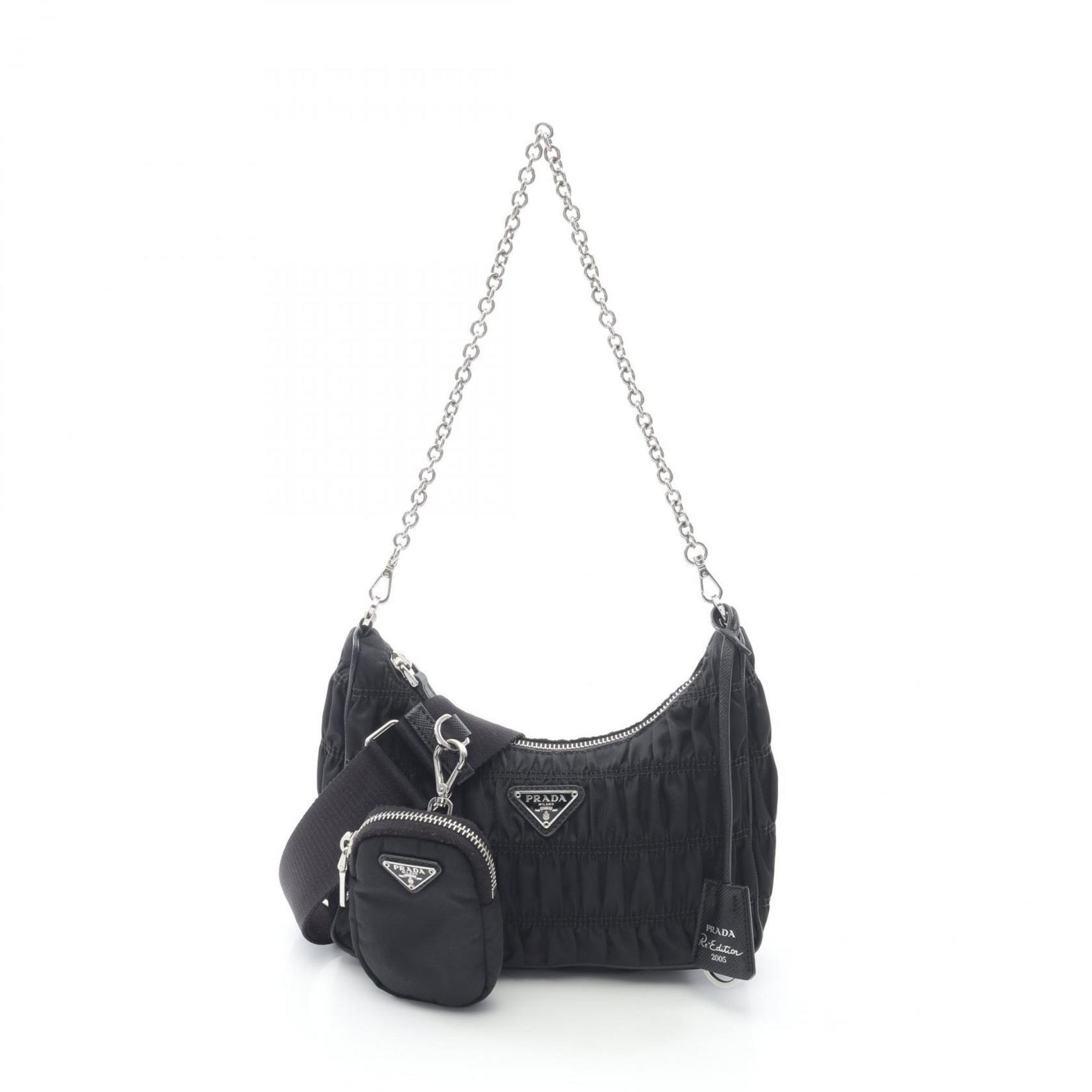 Prada Re-Edition 2006 Embroidered Drill Riamo Fi Shoulder Bag in Nylon and Saffiano Leather