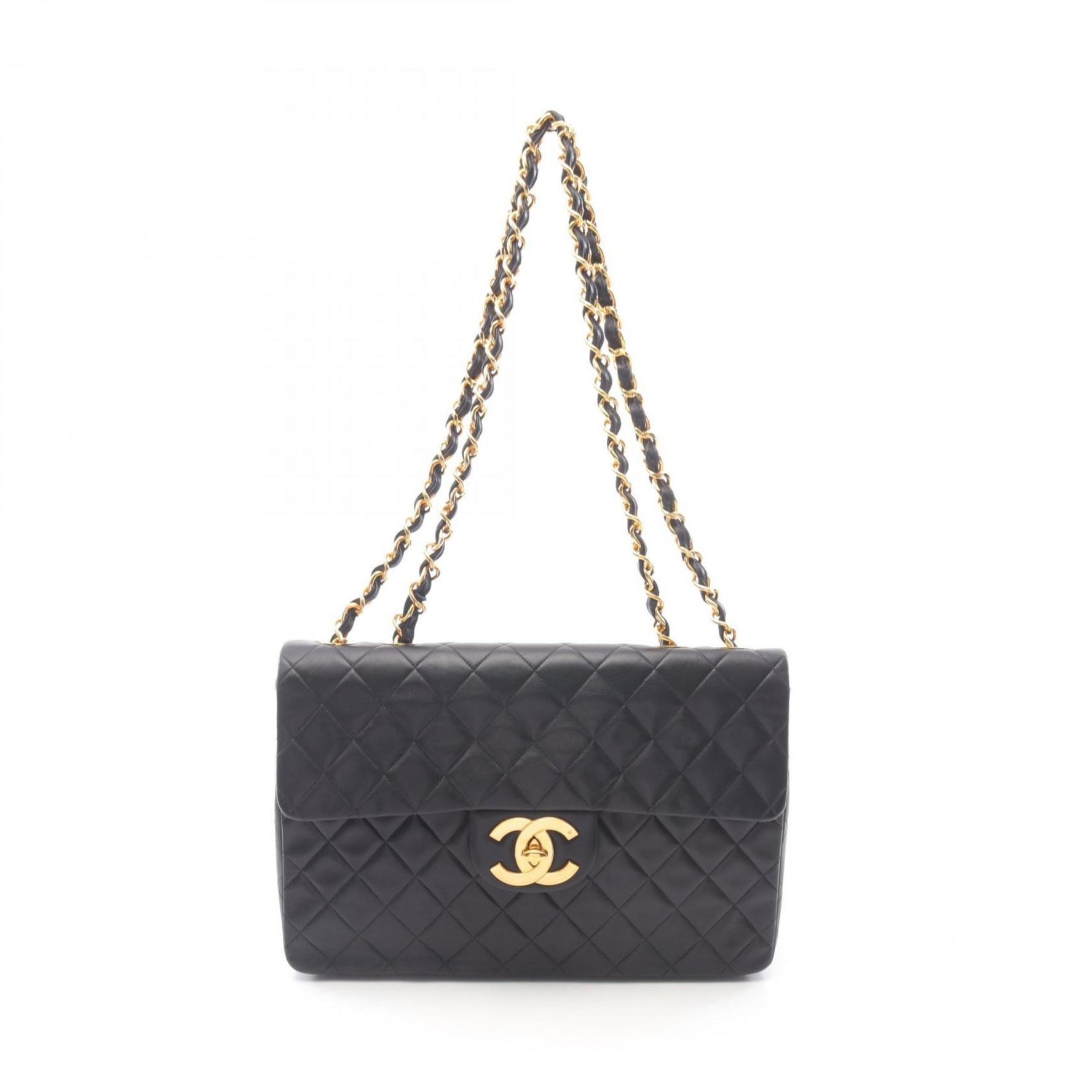 CHANEL Deca Matelasse 34 Single Flap Shoulder Bag in Lambskin Leather