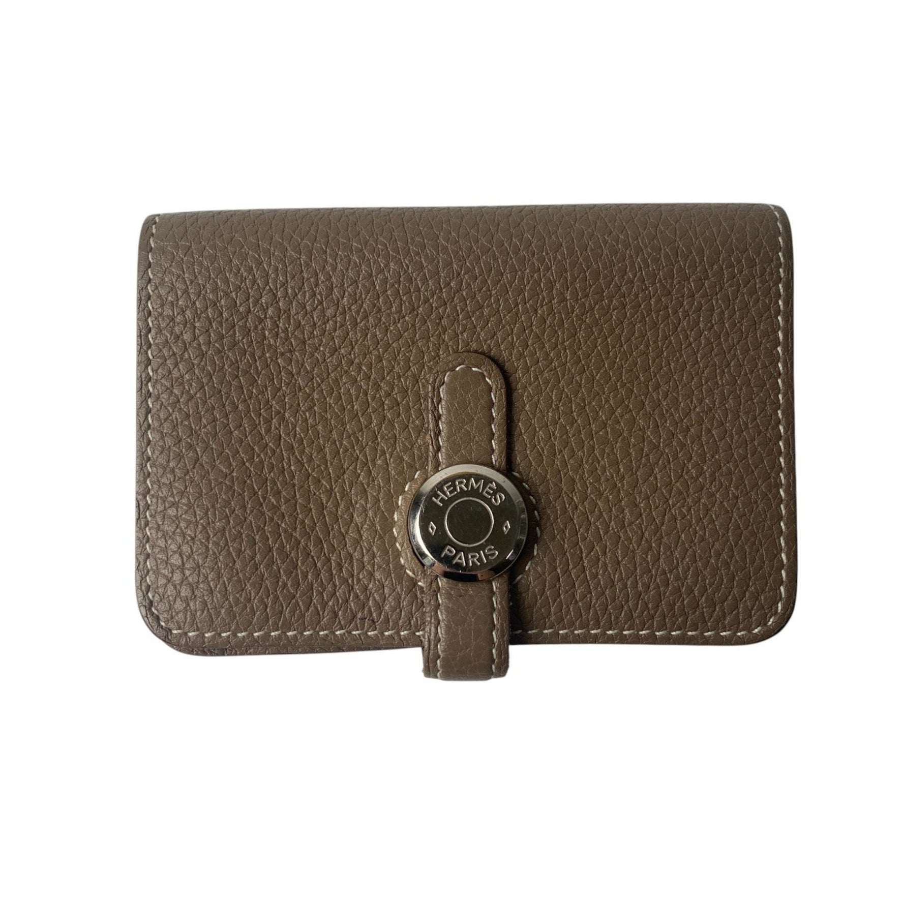 Hermes Hermès Dogon Card Case, Etoupe Leather, Taurillon Z Stamp