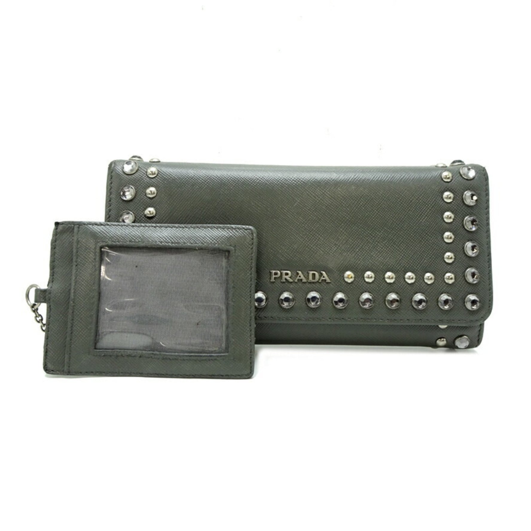Prada Jeweled Round Long Wallet, Saffiano Leather