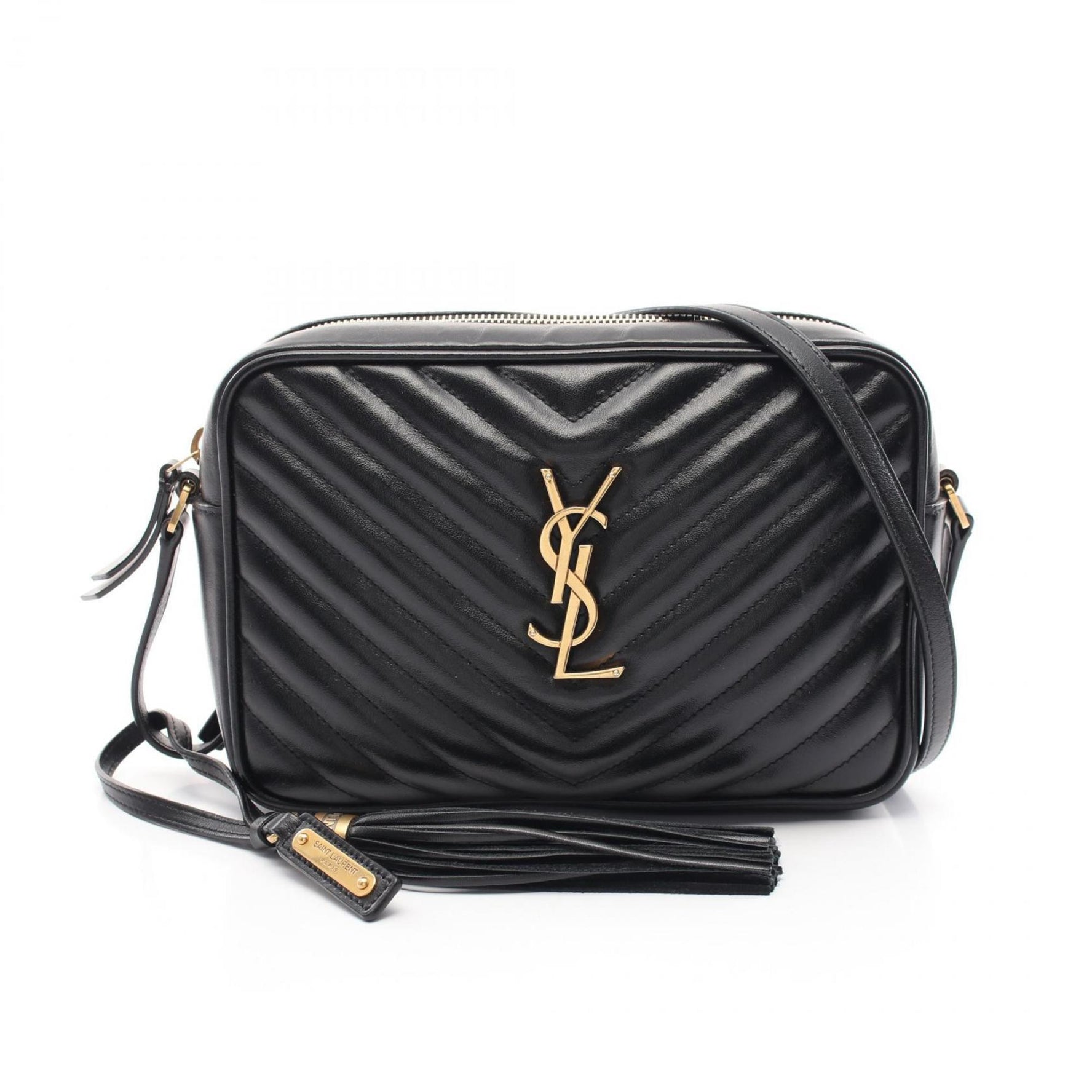 Saint Laurent LOU Monogram Shoulder Bag Leather Women's Black
