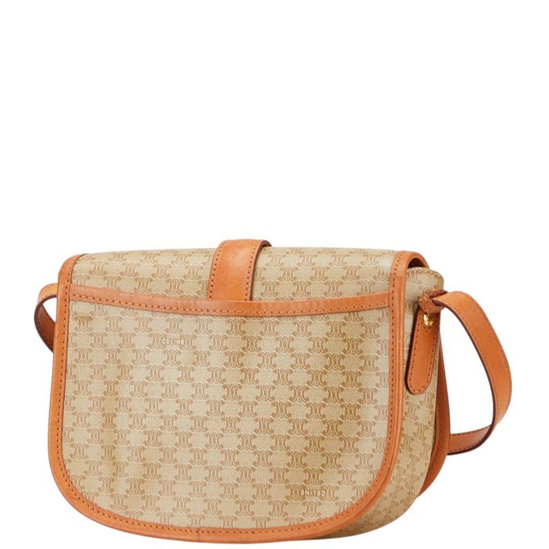 Celine Macadam Crossbody Shoulder Bag in Beige and Brown Leather