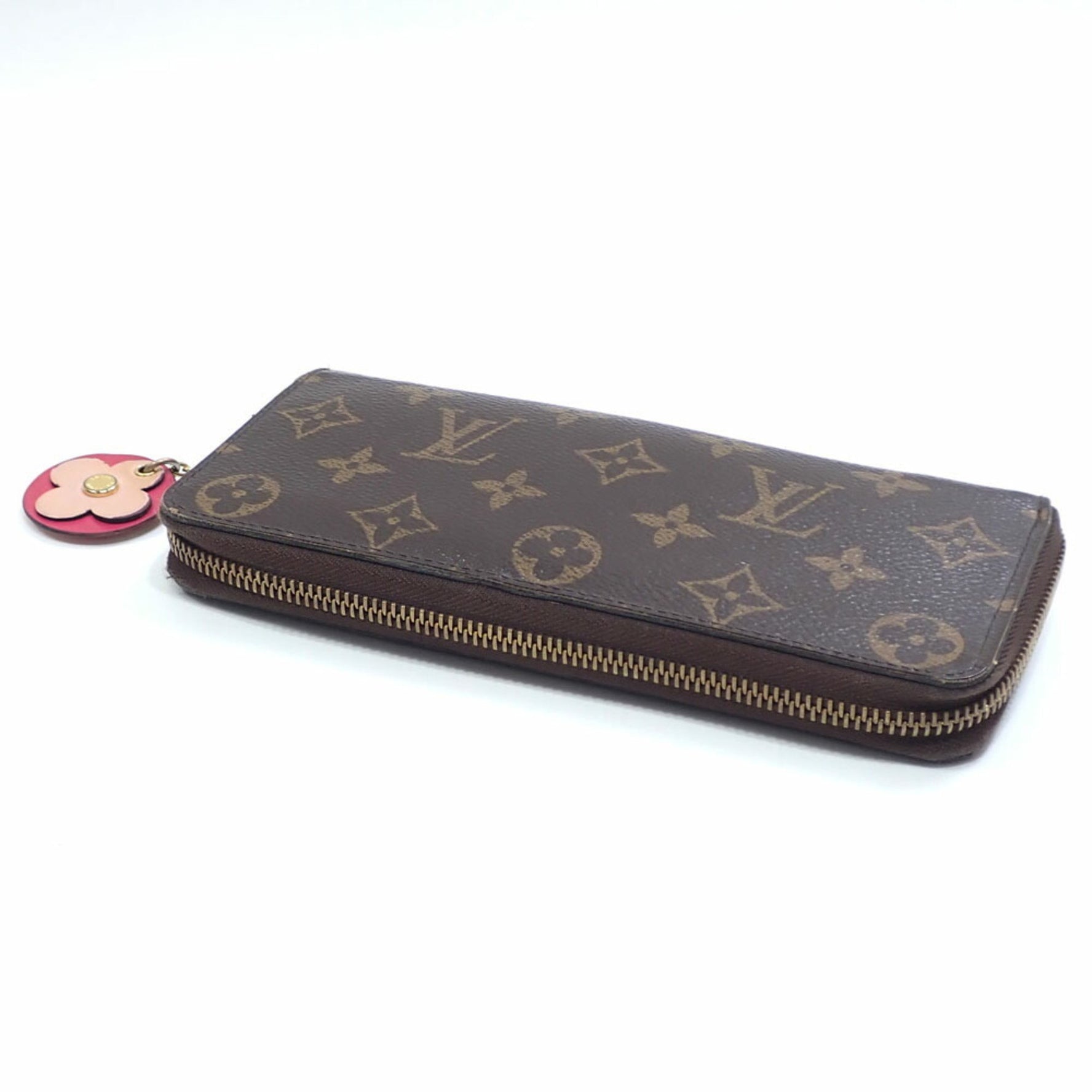 Louis Vuitton Monogram Portefeuille Clemence Round Long Wallet with Coquelicot Flower Charm