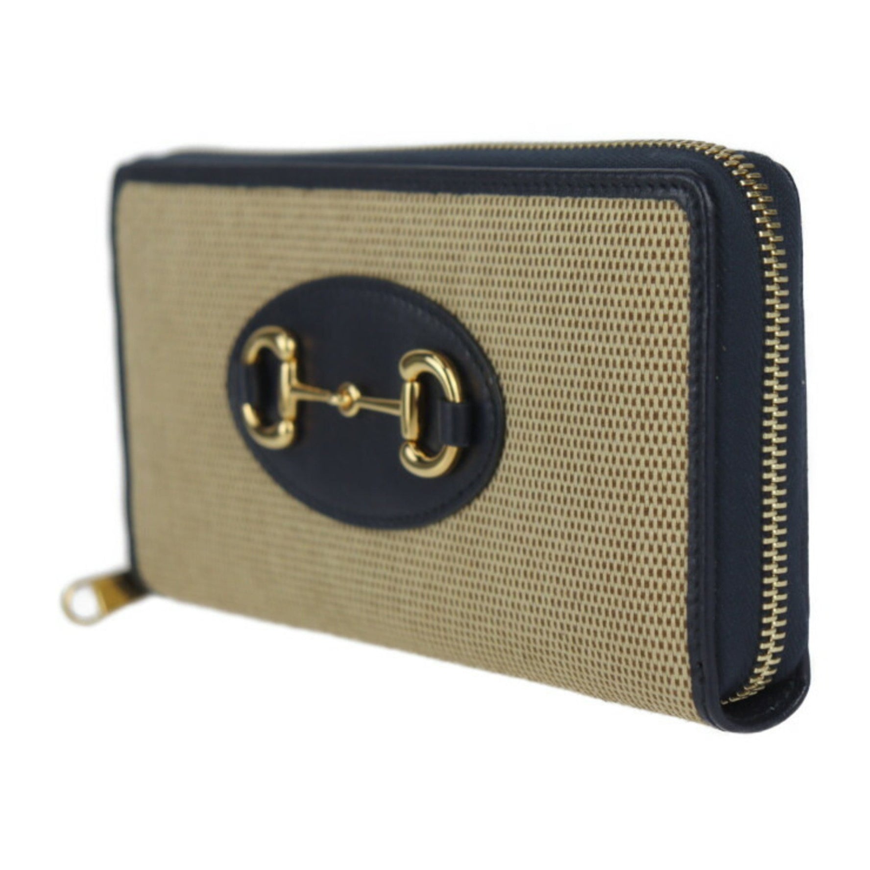 GUCCI Horsebit 1955 Long Wallet Canvas x Leather Beige Black Round 2020 Japan Limited Edition