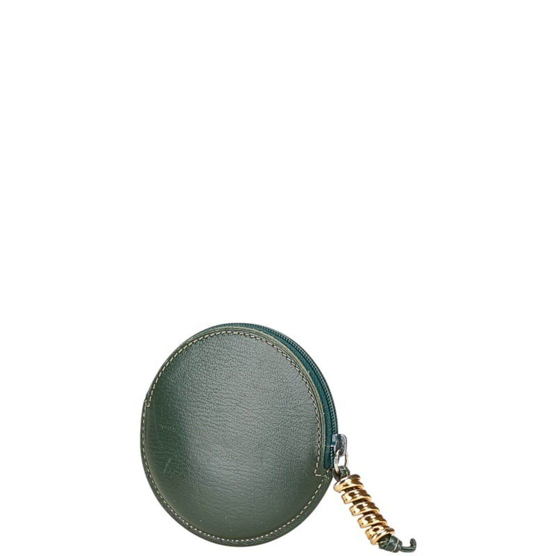 LOEWE Round Twisted Metal Coin Case Leather
