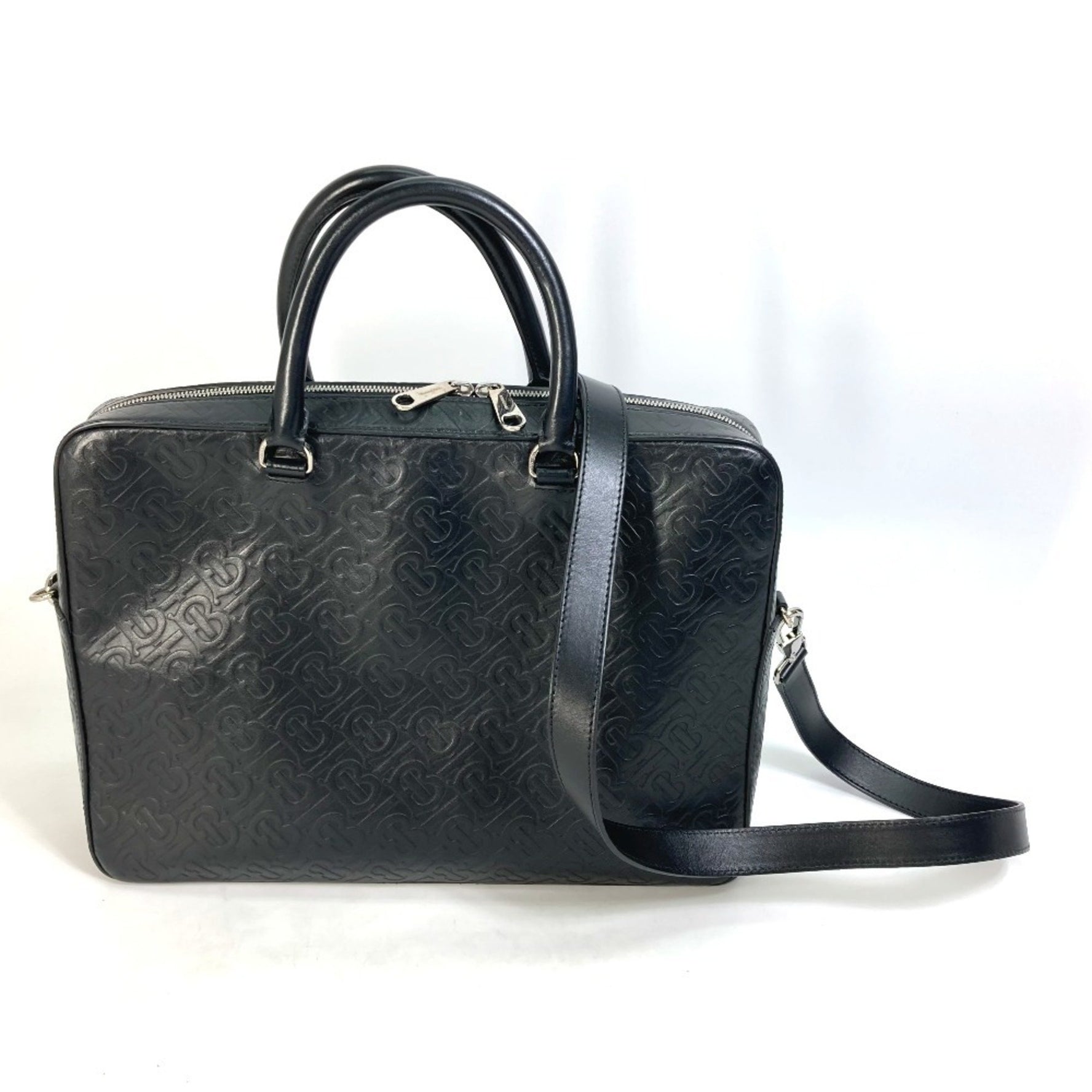 BURBERRY Handbag TB Shoulder Bag Leather Men's Black
