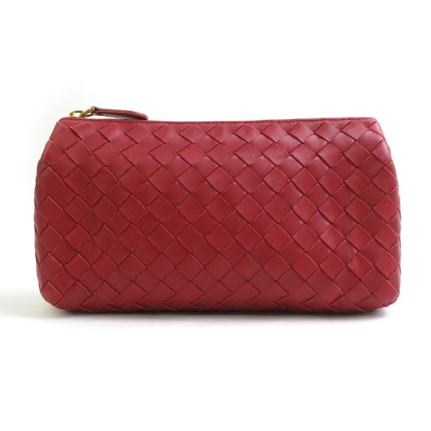 BOTTEGA VENETA Pouch Bag Intrecciato Leather Red Men's