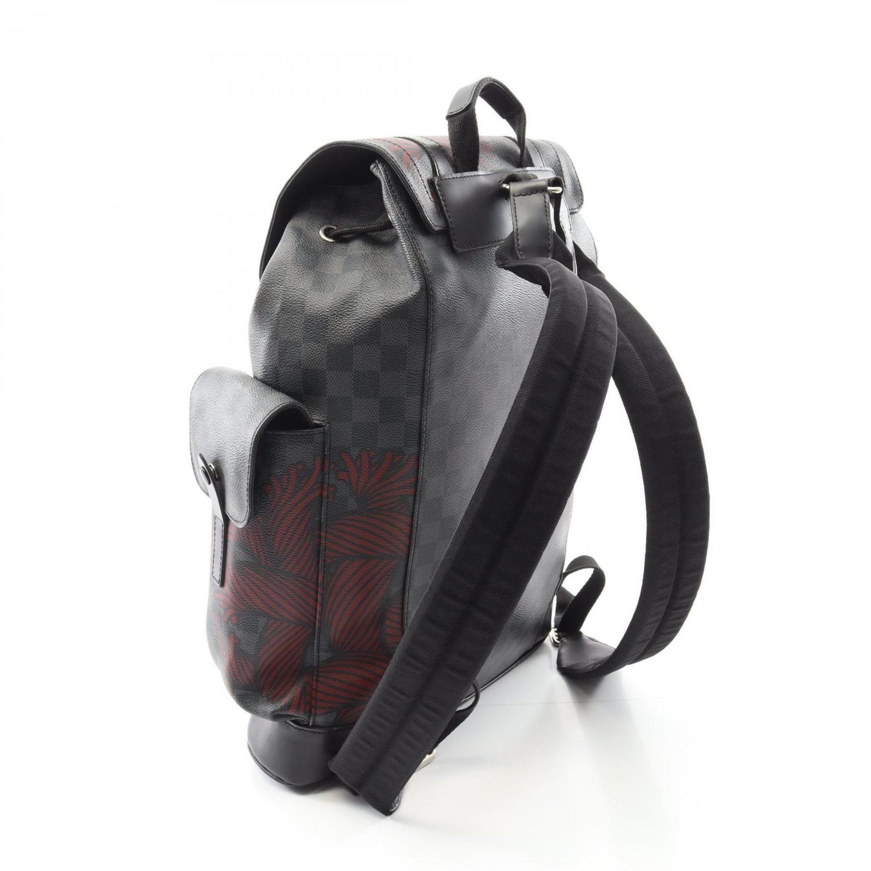 Louis Vuitton Christopher PM Backpack, Coated Canvas and Leather with Damier Graphite Finish, Men's, Black Red
