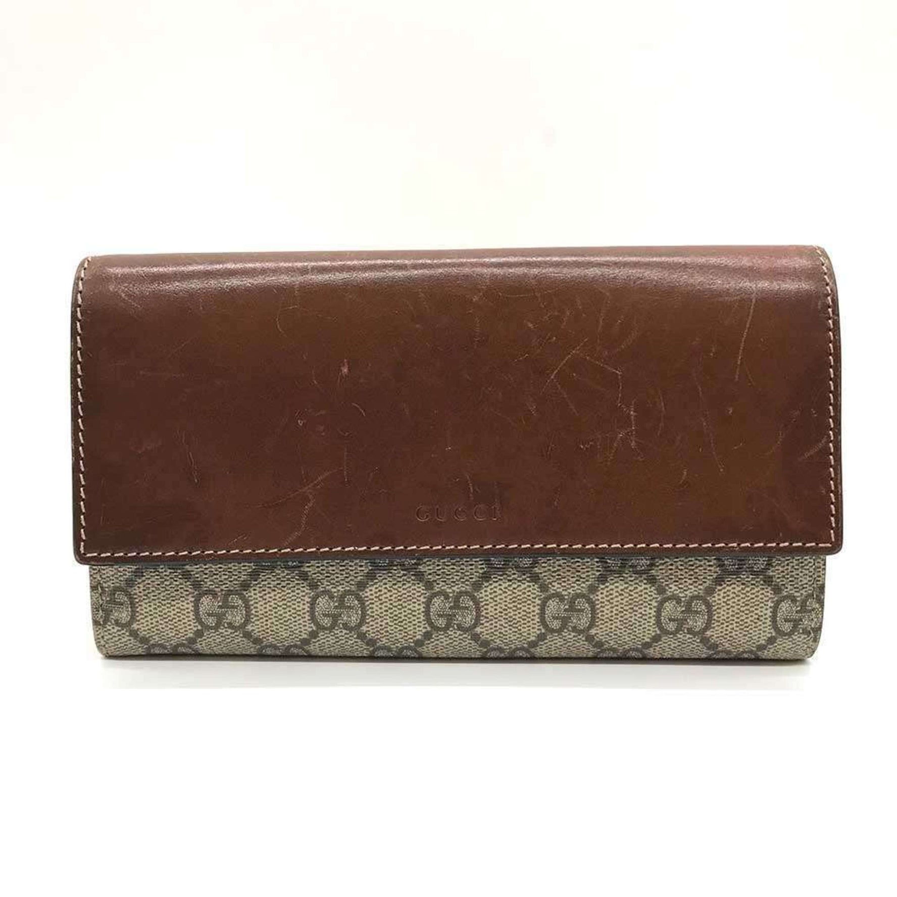 Gucci Long Wallet GG Supreme Leather Bi-fold Men's