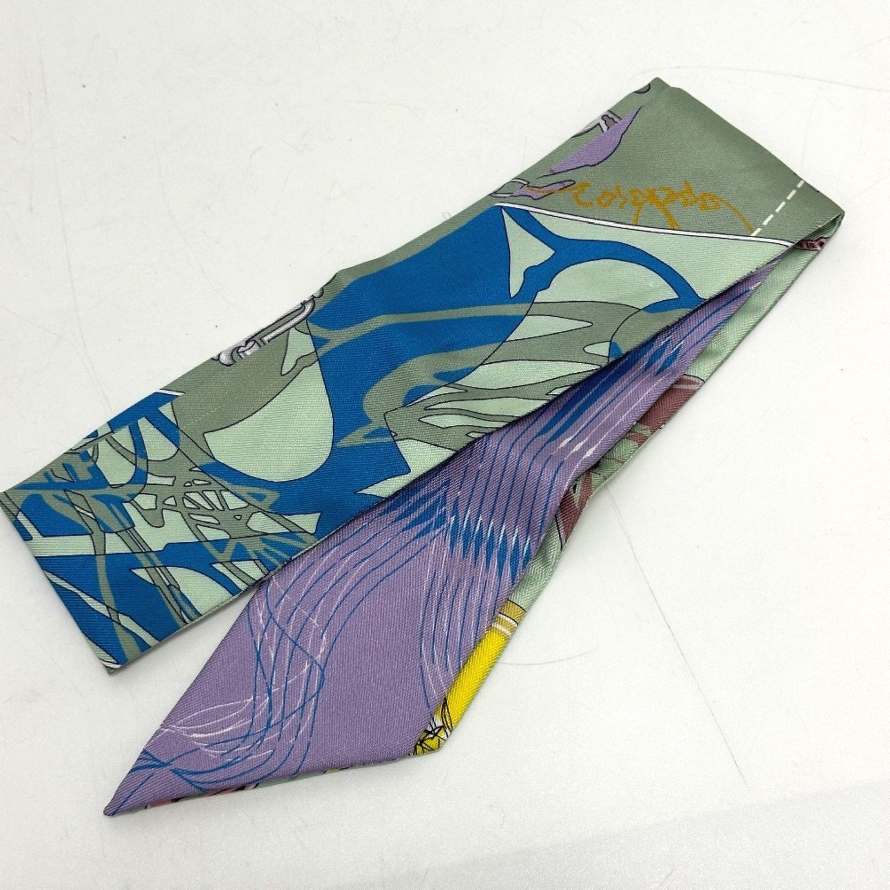 HERMES Ship in a Bottle Twilly Scarf, Silk, Multicolor