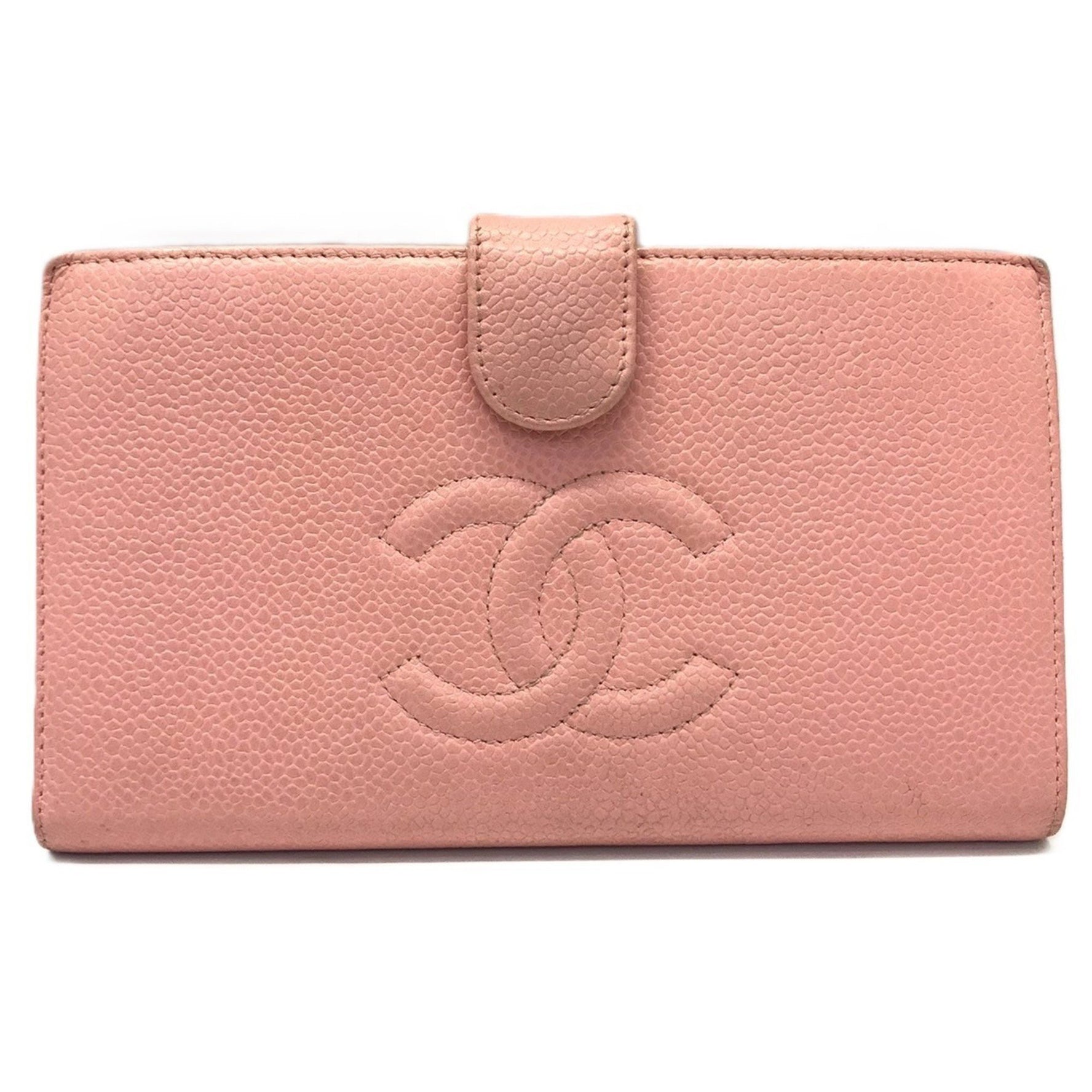 Chanel Caviar Skin Coco Mark Bi-fold Wallet Leather