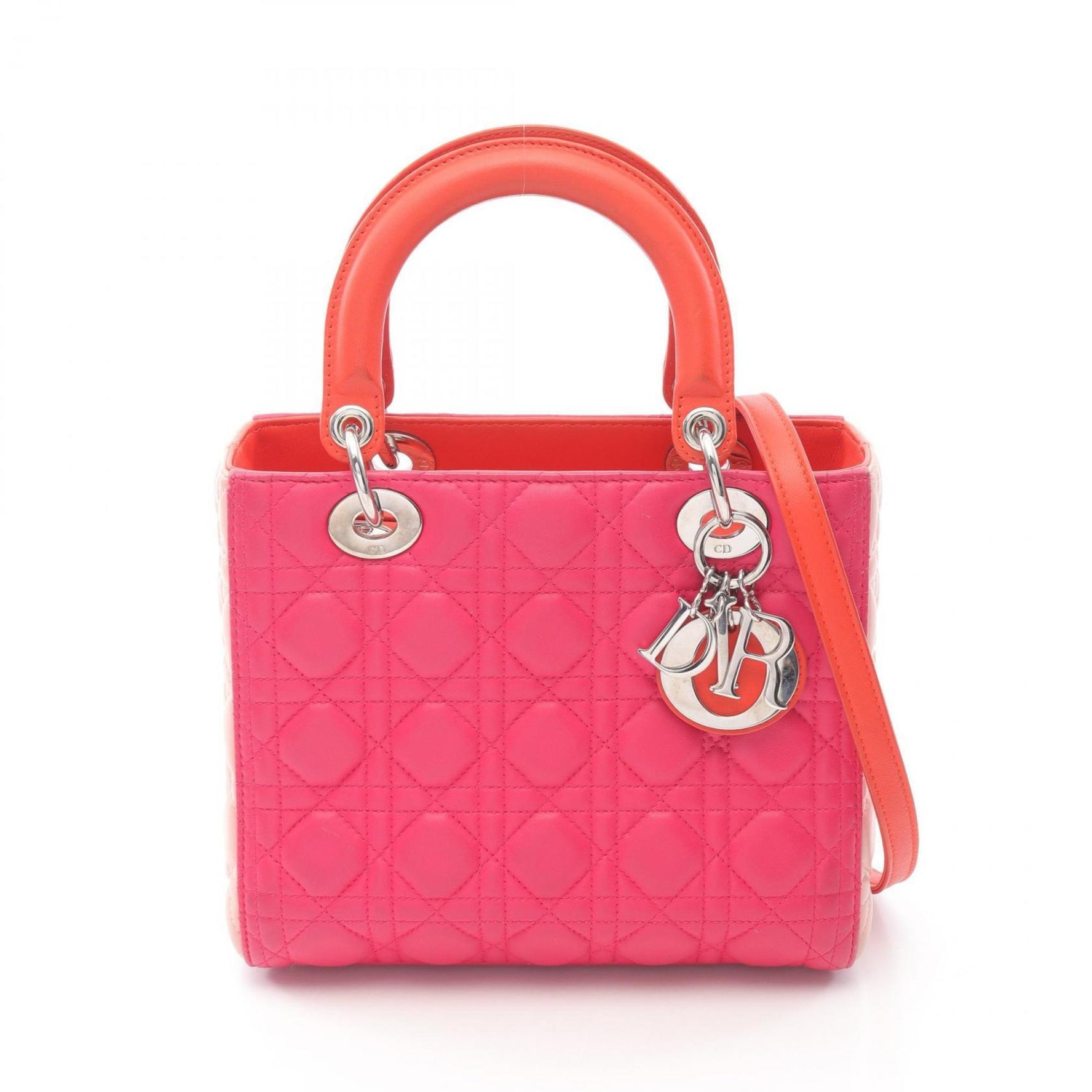 Christian Dior Dior LADY DIOR handbag, leather, women's, red, pink