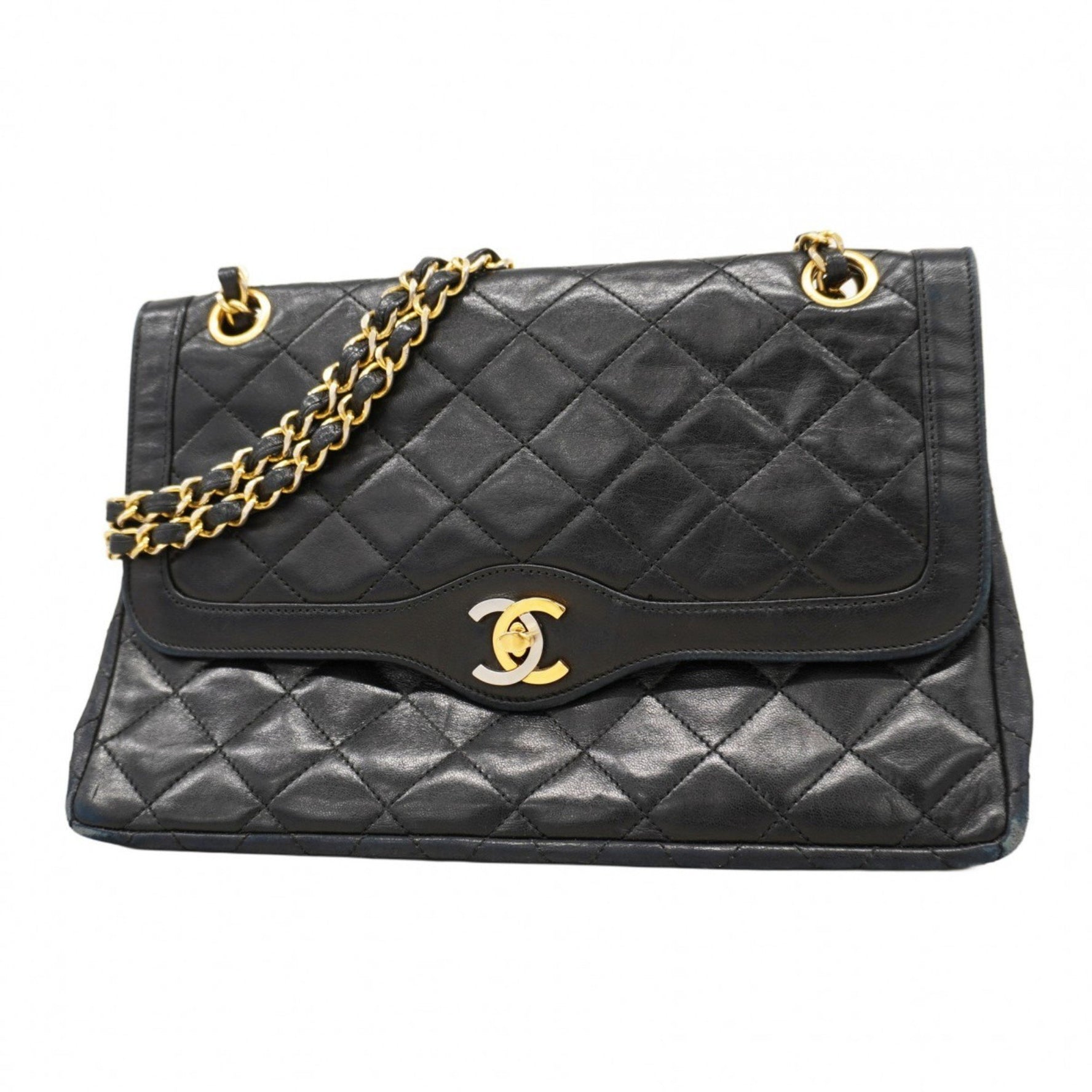 Chanel Matelasse Shoulder Bag, Paris Limited Edition, Double Flap, Chain, Lambskin, Gold