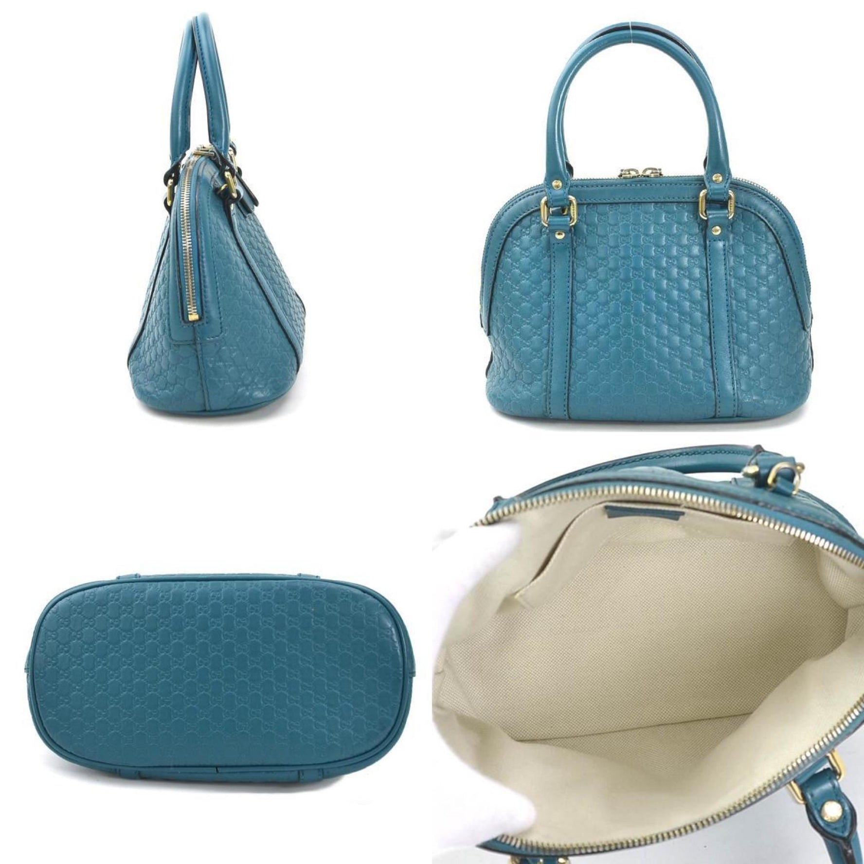 GUCCI Handbag Shoulder Bag Micro Guccissima Leather Teal Women's e59796a