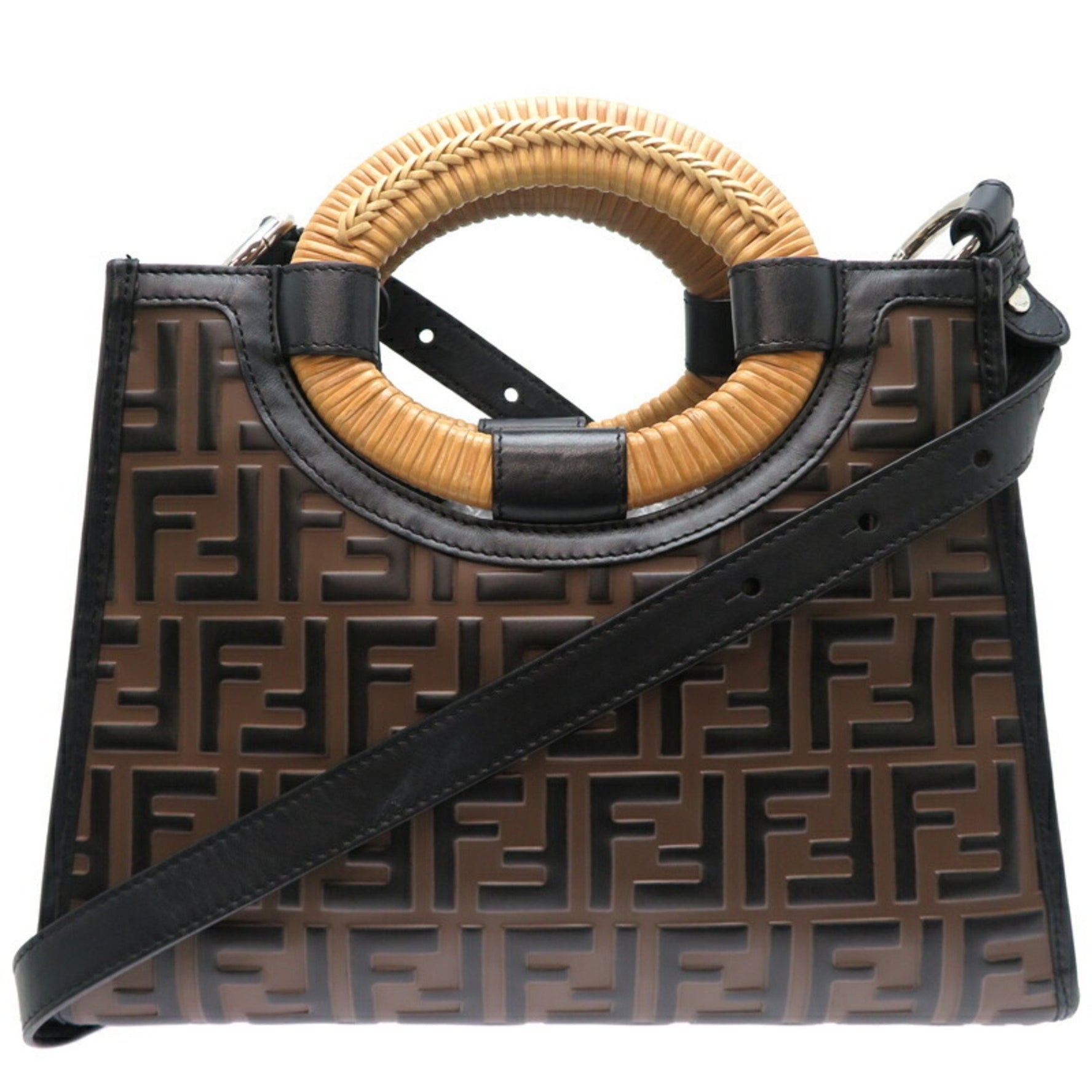 Fendi Zucca Runaway Shopper Small Handbag Leather