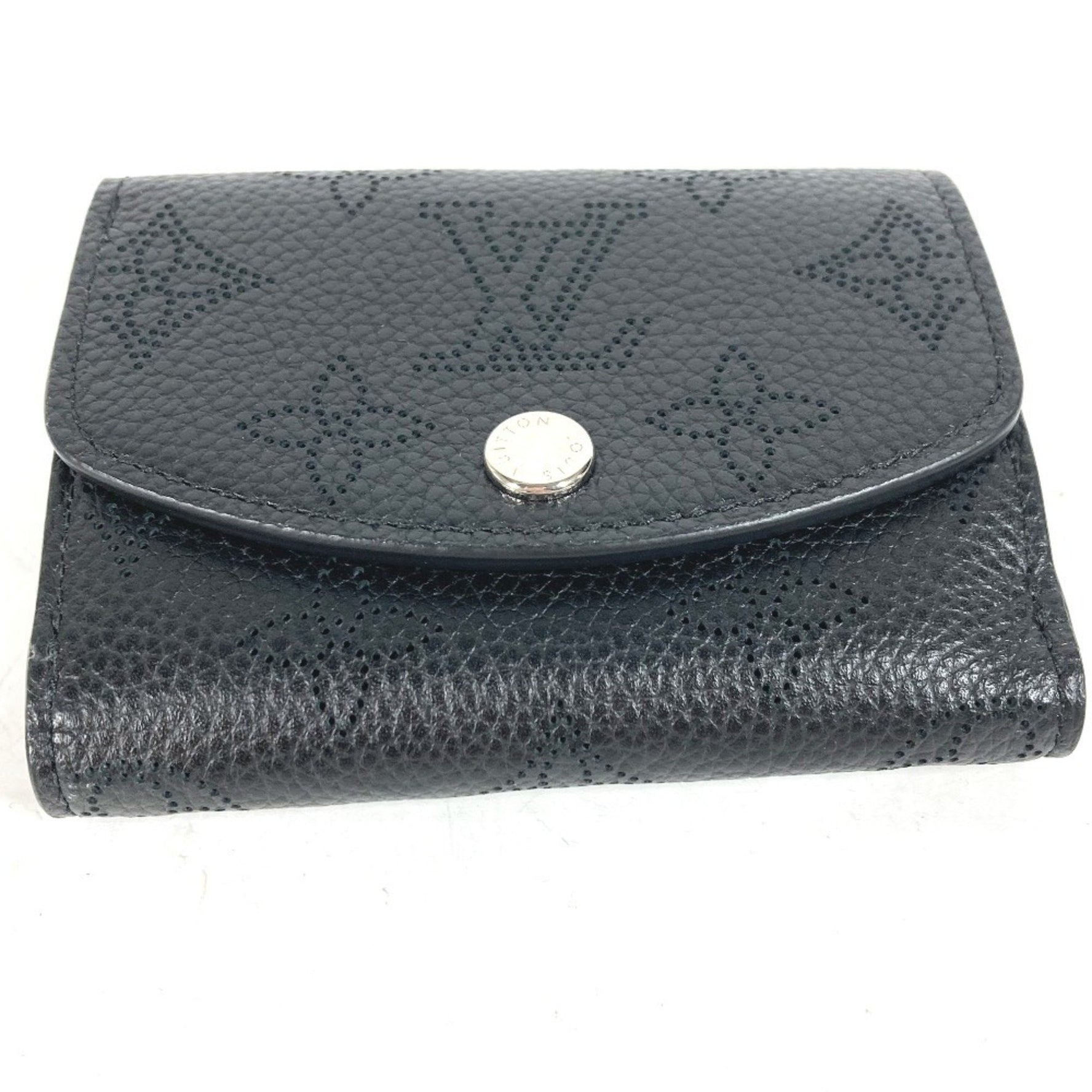 LOUIS VUITTON M67498 Mahina Portefeuille Iris XS Compact Wallet, Tri-fold Monogram Leather, Women's, Noir Black, Like New
