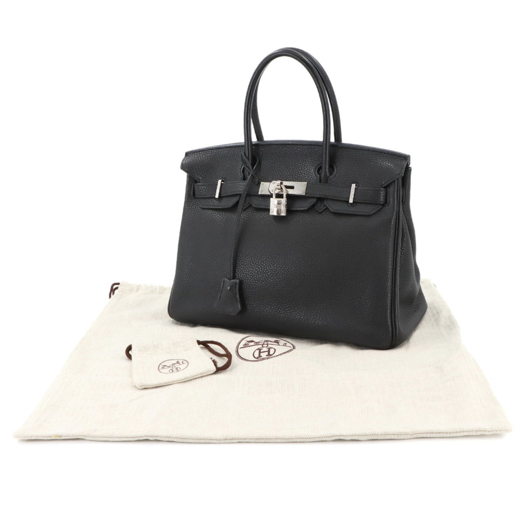 Hermes Hermès Birkin 30 Handbag, Togo, Black, □M Stamp, Silver Hardware