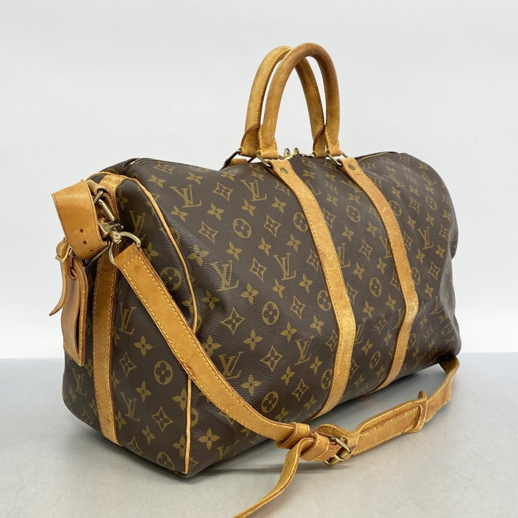 Louis Vuitton Monogram Keepall Bandouliere 45 Boston Bag M41418 Brown Men's and Women's