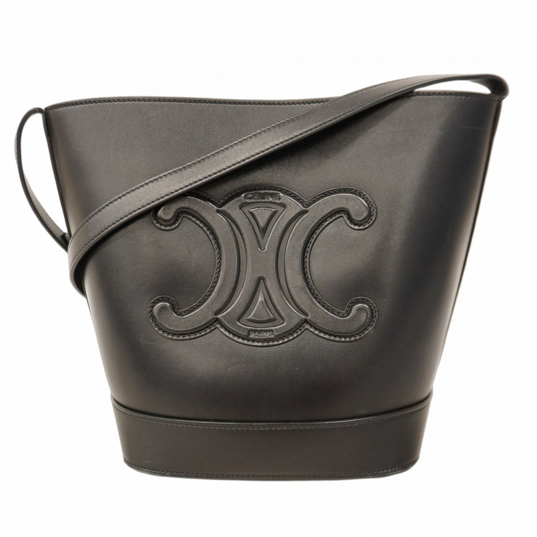 Celine Triomphe Bucket Cuir Shoulder Bag in Leather