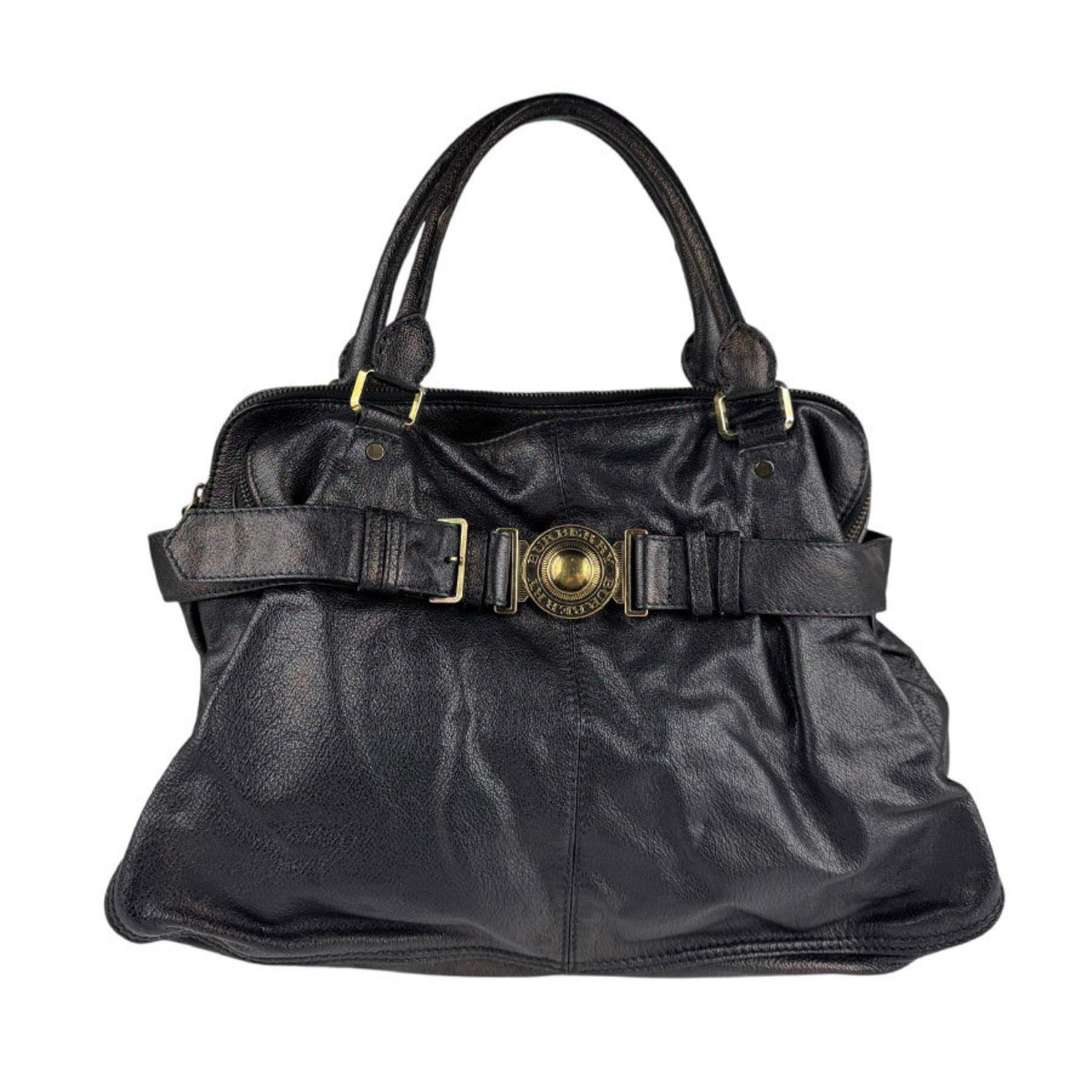 Burberry Shoulder Bag Handbag Leather Black Women's z5644