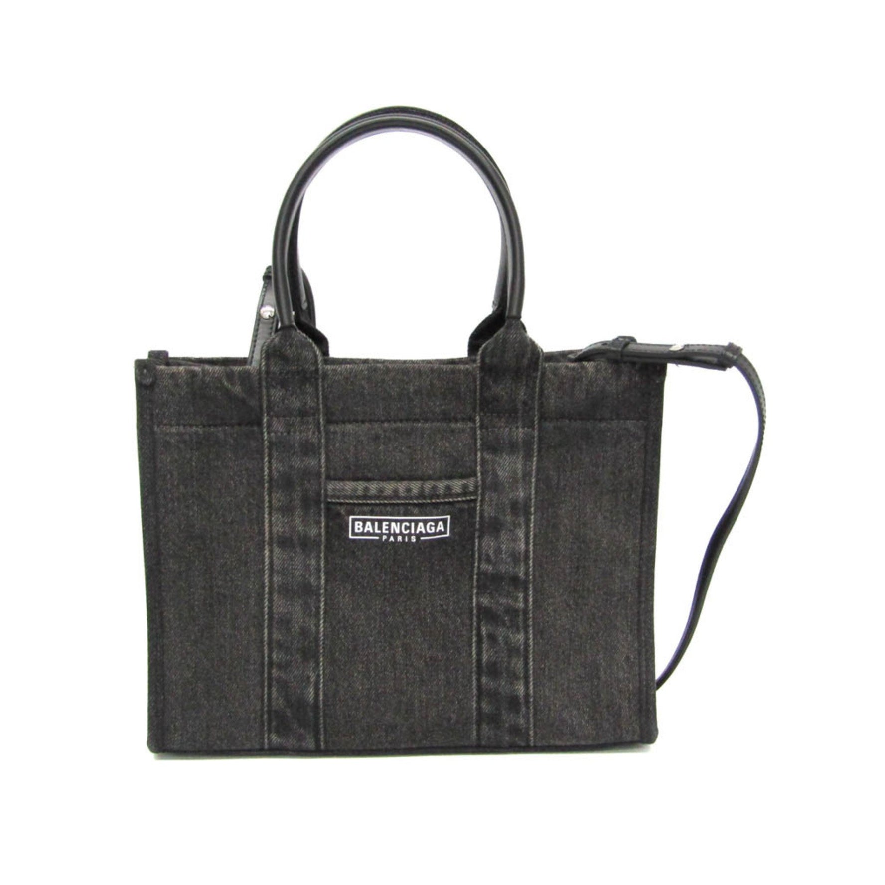 Balenciaga Hardware Small Tote Bag Men,Women Denim,Leather Handbag,Shoulder Bag