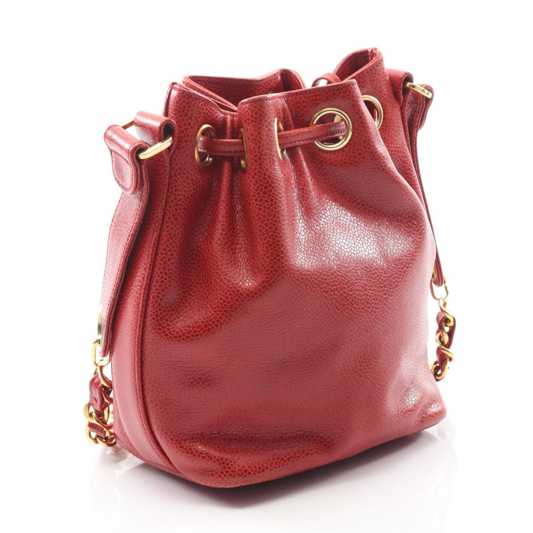 CHANEL Coco Mark Shoulder Bag in Grained Calfskin Caviar, Red