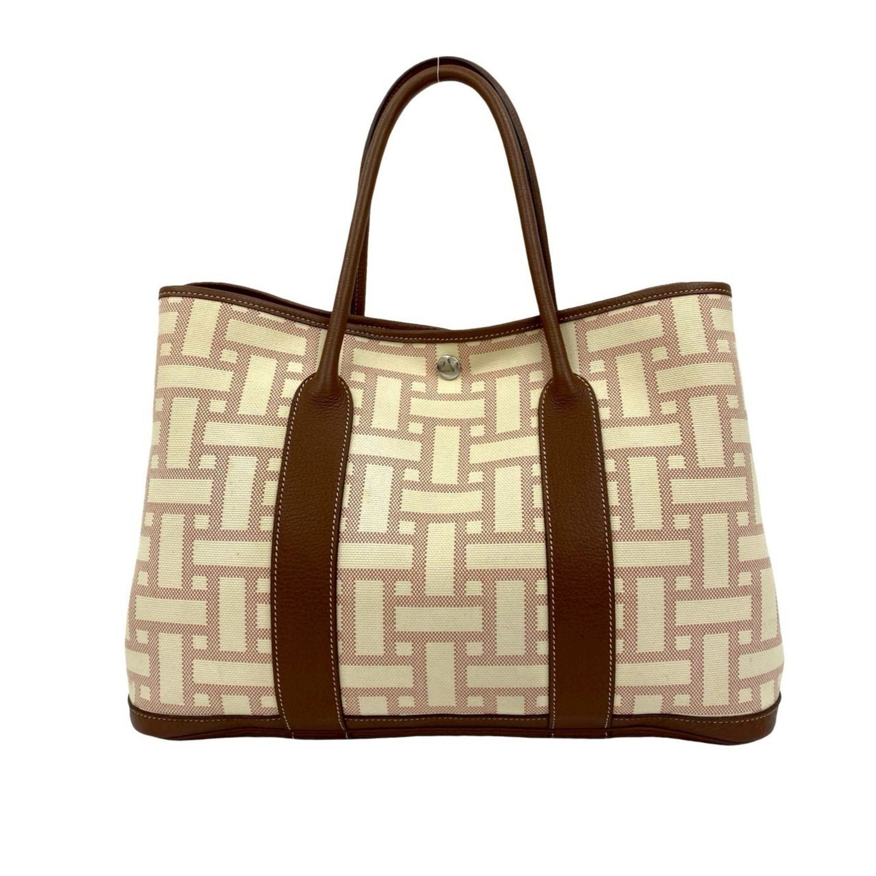 Hermes Hermès Garden Party PM Toile Mosaic Canvas and Leather Tote Bag, Brown, Size L